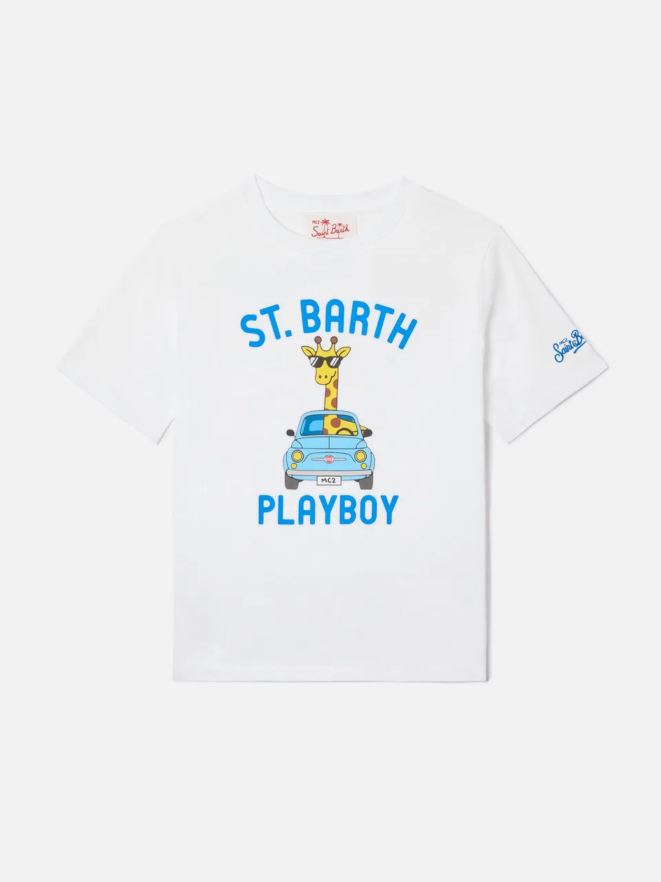 mc2-saint-barth-t-shirt-denver-jr-bambino-in-cotone-bianca-playboy-giraffa image 1