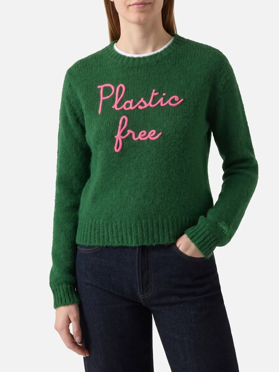maglione-mc2-saint-barth-new-queen-crop-con-ricamo-plastic-free-verde image 1