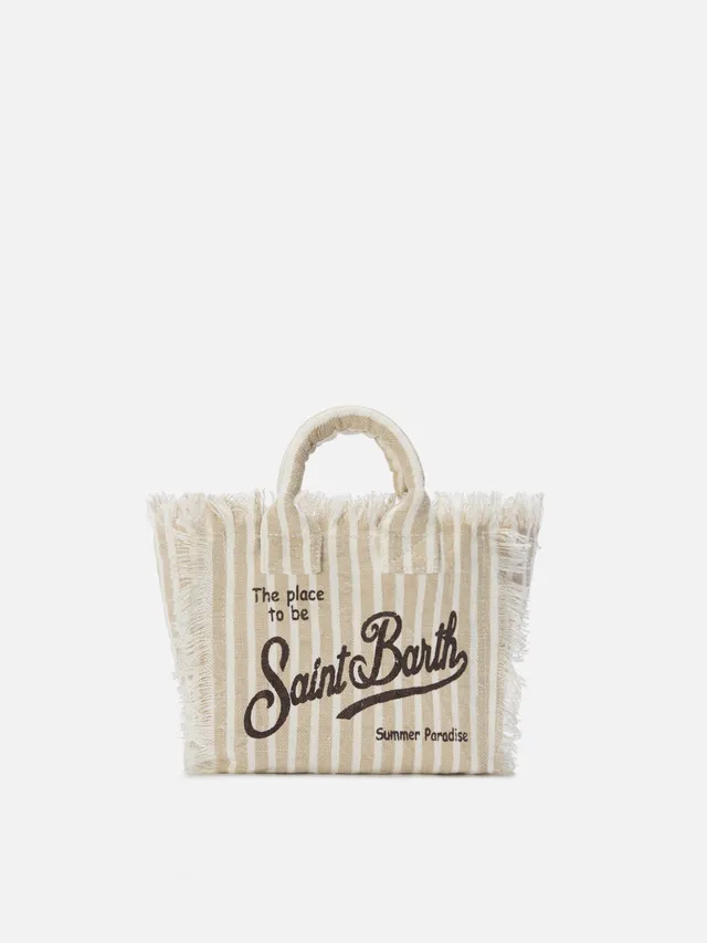 mc2-saint-barth-borsa-vanity-in-lino-a-righe-fini-marroni-e-bianche image 1