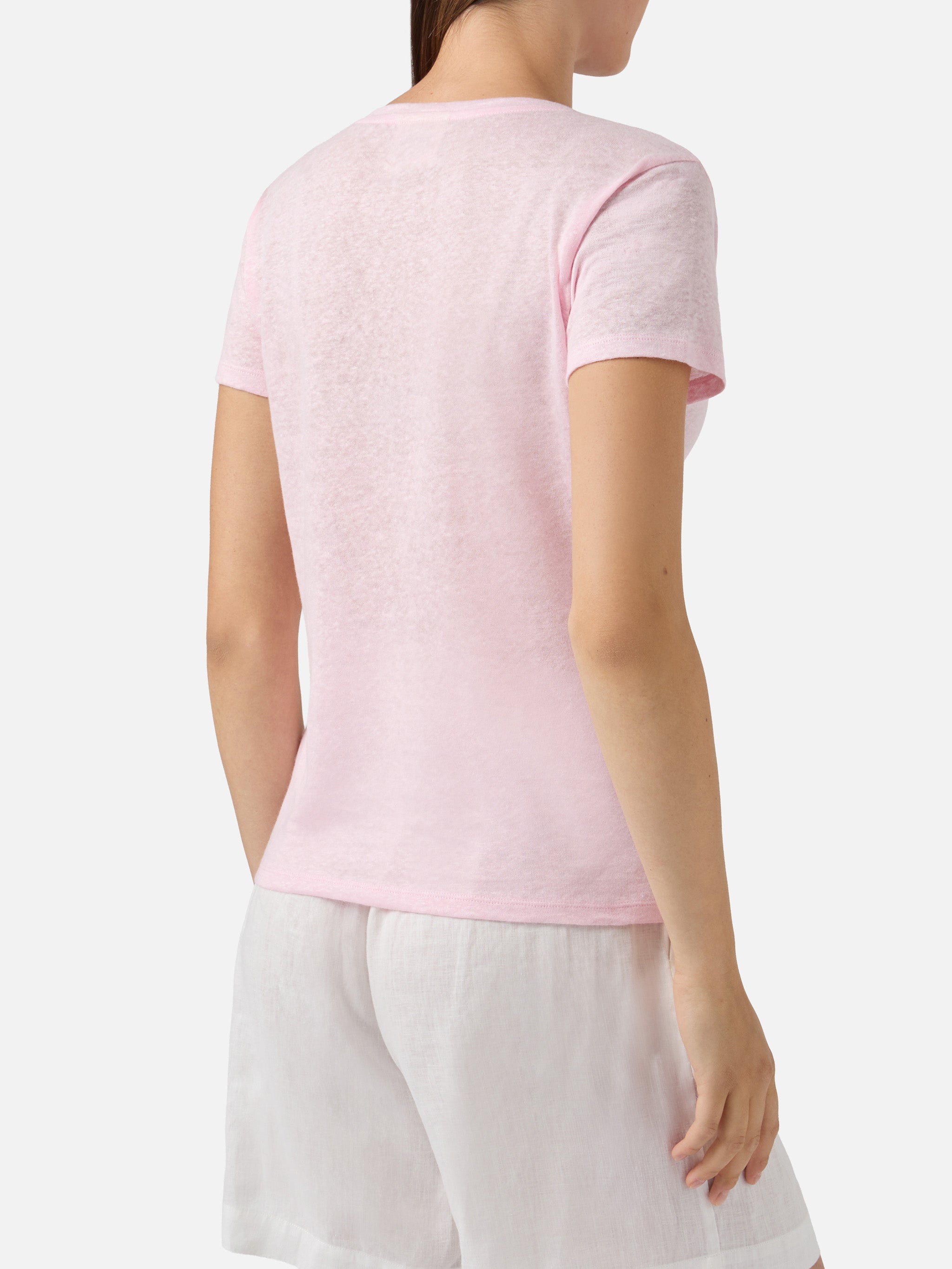 mc2-saint-barth-t-shirt-eloise-in-lino-rosa-con-logo-ricamato image 4