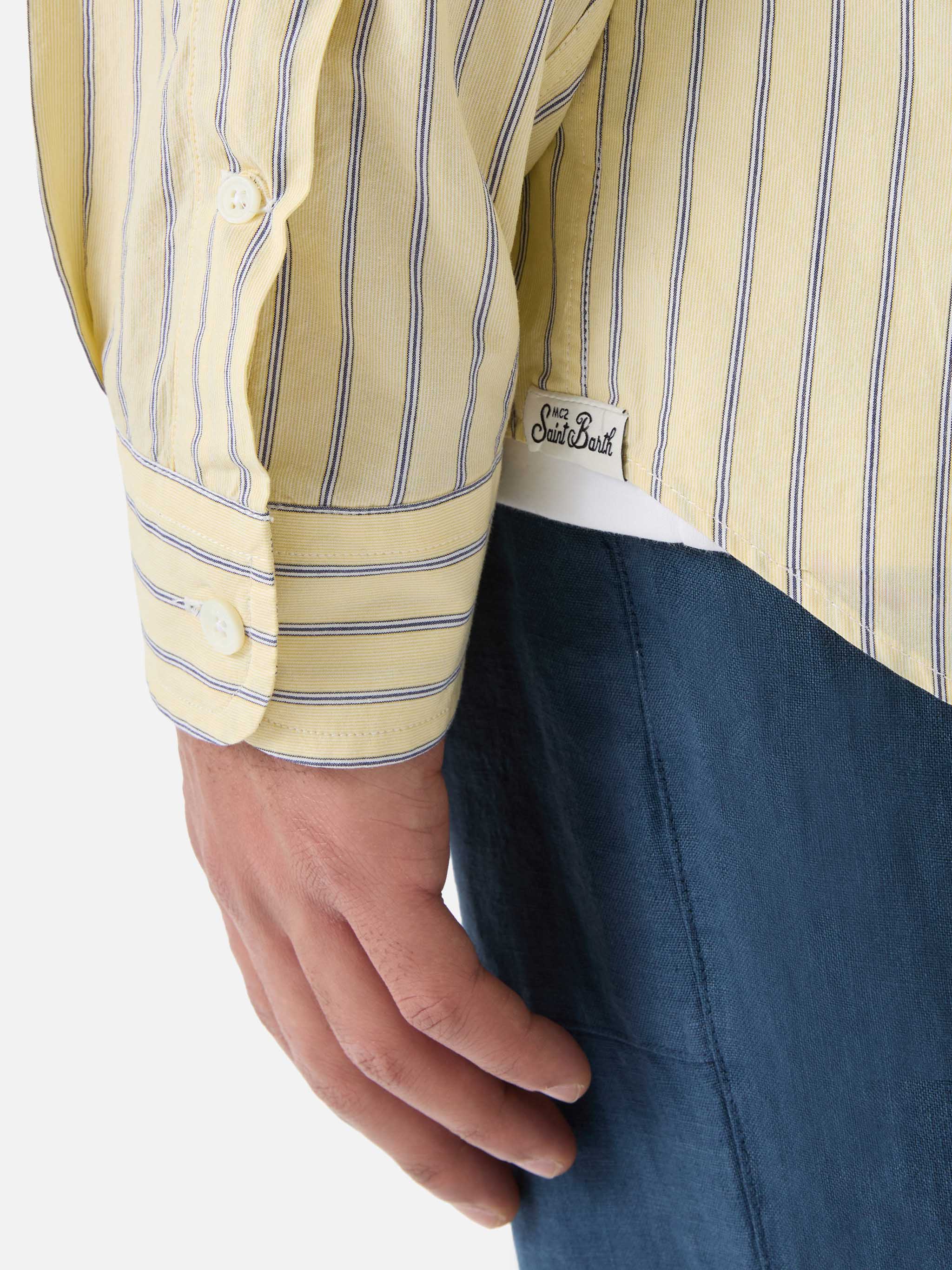 mc2-saint-barth-levanzo-camicia-uomo-cotone-righe-gialle-oversize image 4