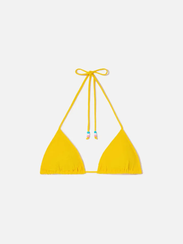 mc2-saint-barth-top-bikini-leah-triangolo-giallo-in-spugna-con-charms image 1