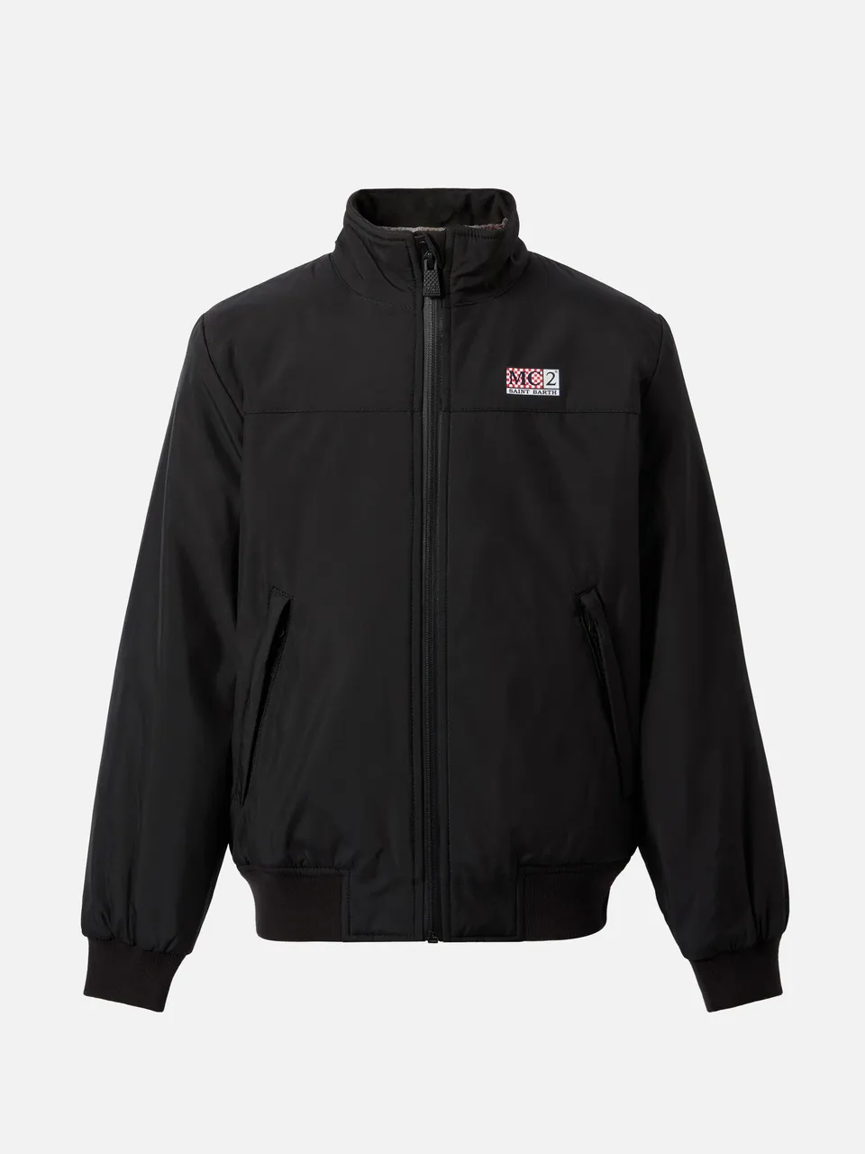 mc2-saint-barth-bomber-country-jr-nero-con-interno-in-pelliccia-da-ragazzo image 1