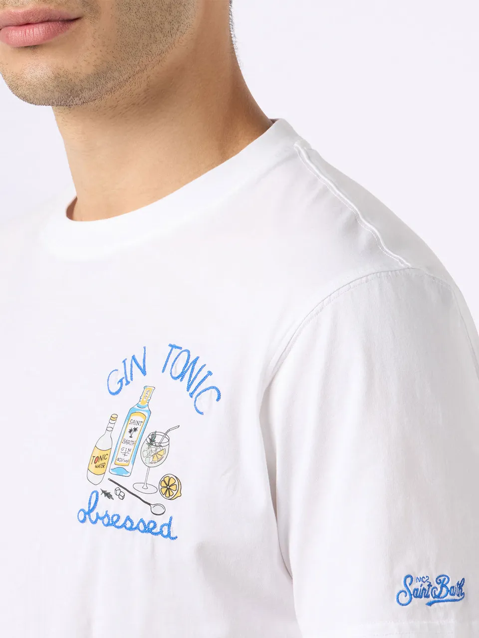 mc2-saint-barth-t-shirt-uomo-in-cotone-con-ricamo-cocktail-gin-tonic-obsessed image 1