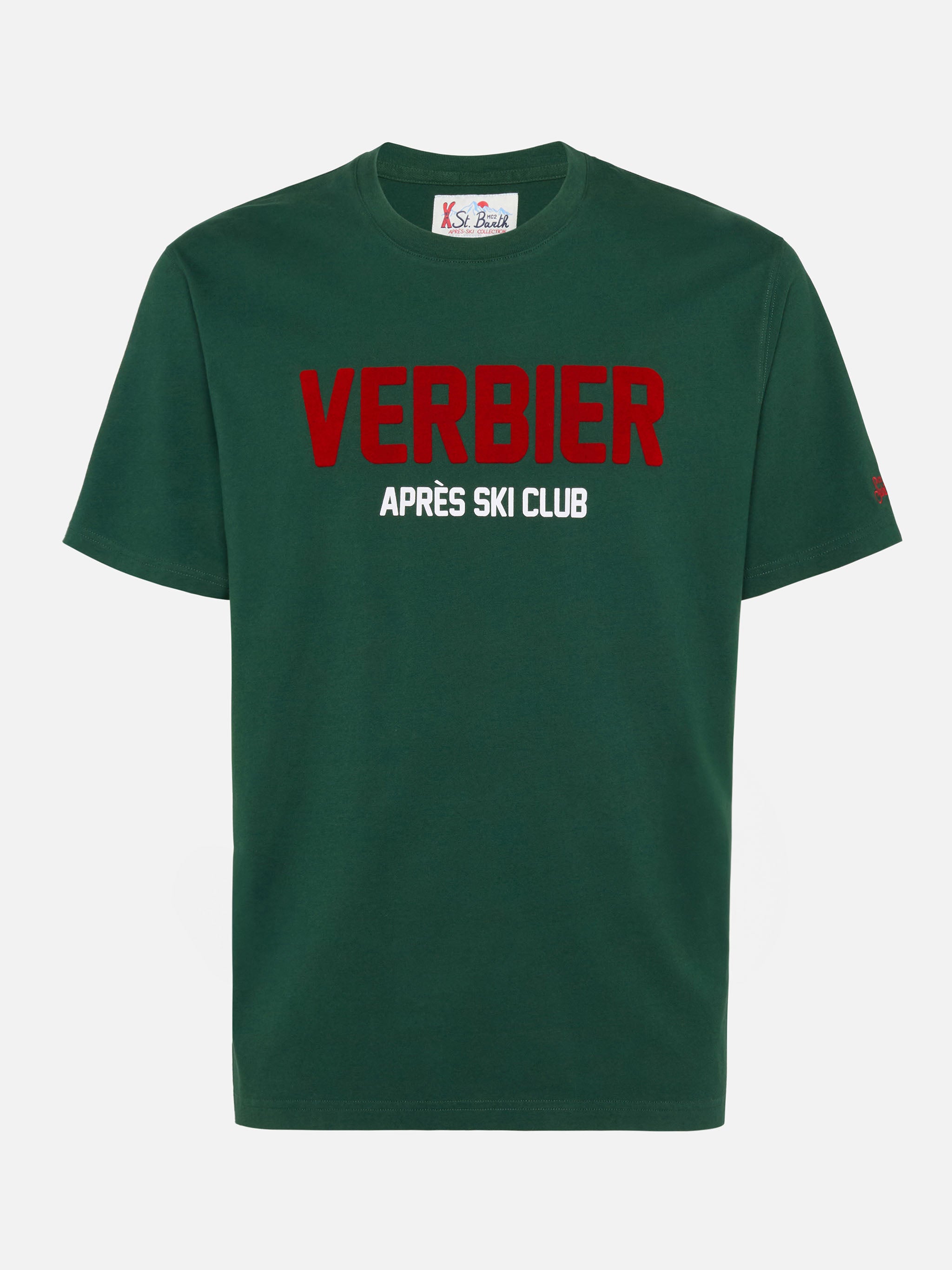 mc2-saint-barth-arnott-t-shirt-uomo-cotone-verde-stampa-verbier-apr-s-ski image 1