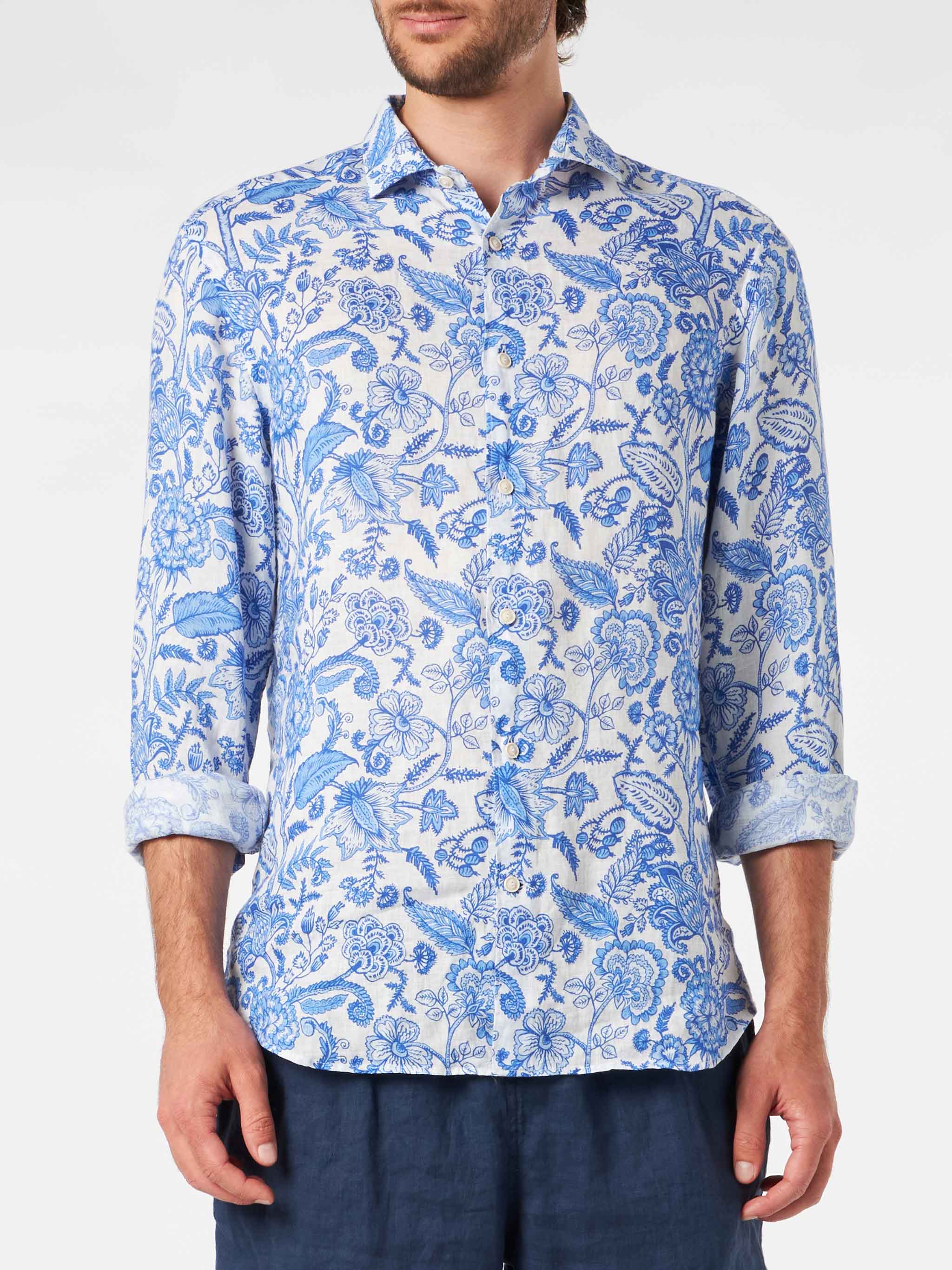 mc2-saint-barth-pamplona-camicia-uomo-in-lino-stampa-floreale-blu image 1