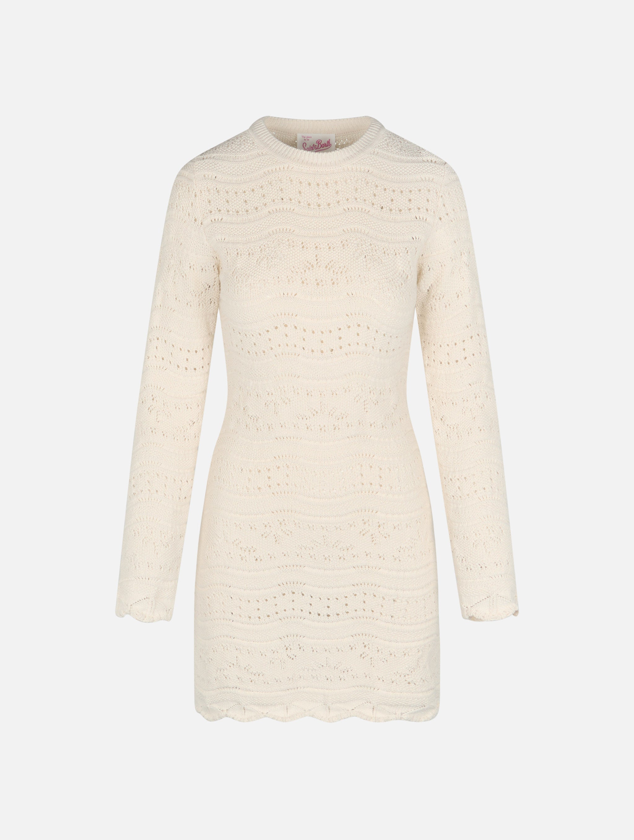 mc2-saint-barth-imany-abito-mini-in-maglia-di-cotone-traforata-bianco image 4