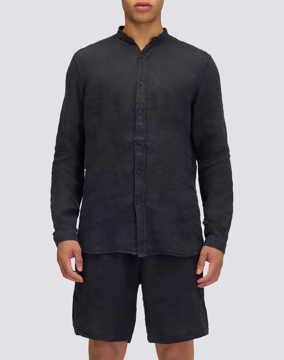 sundek-goldenwave-camicia-uomo-in-lino-tinto-capo-con-collo-alla-coreana image 1