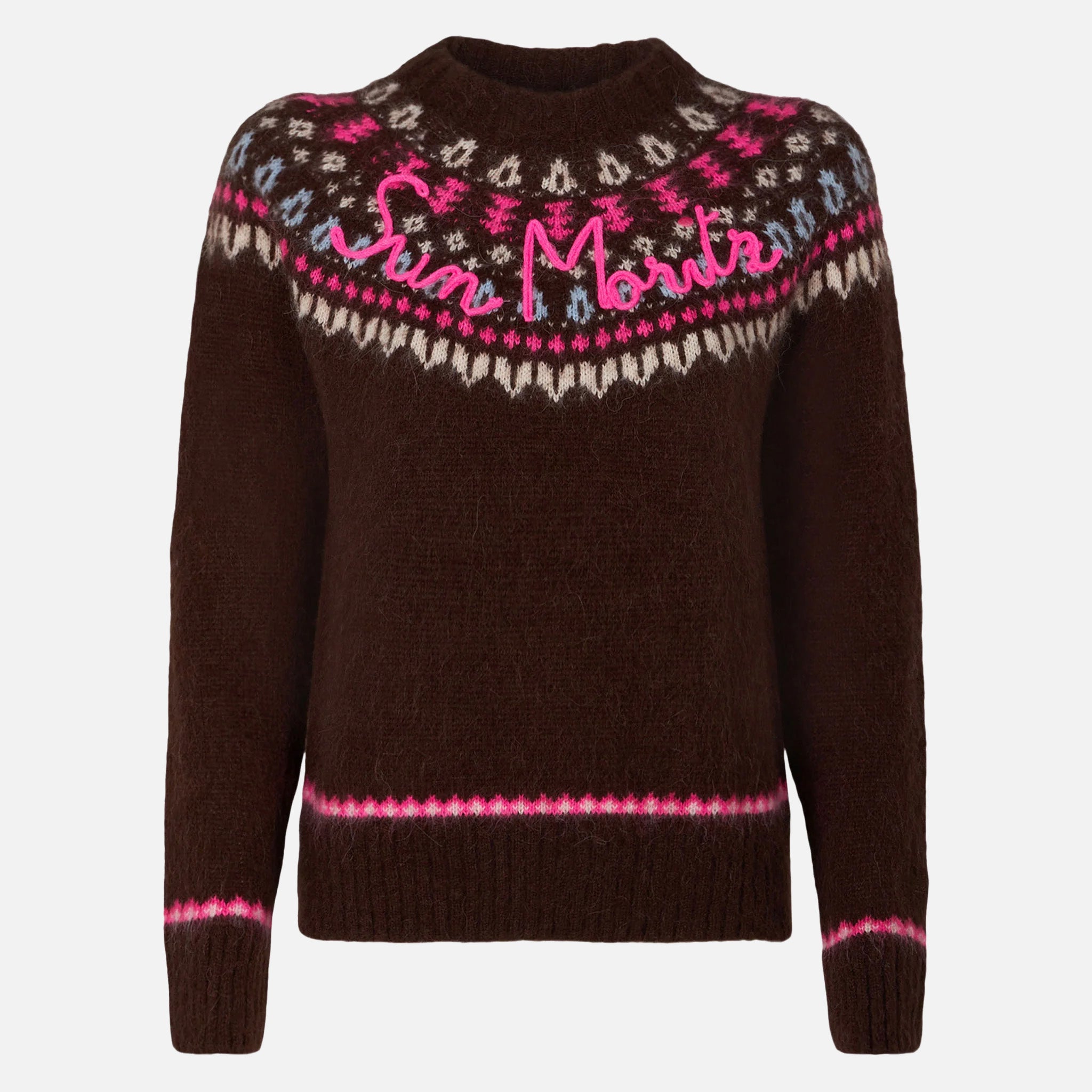 mc2-saint-barth-new-queen-nordic-maglione-donna-jacquard-marrone image 3