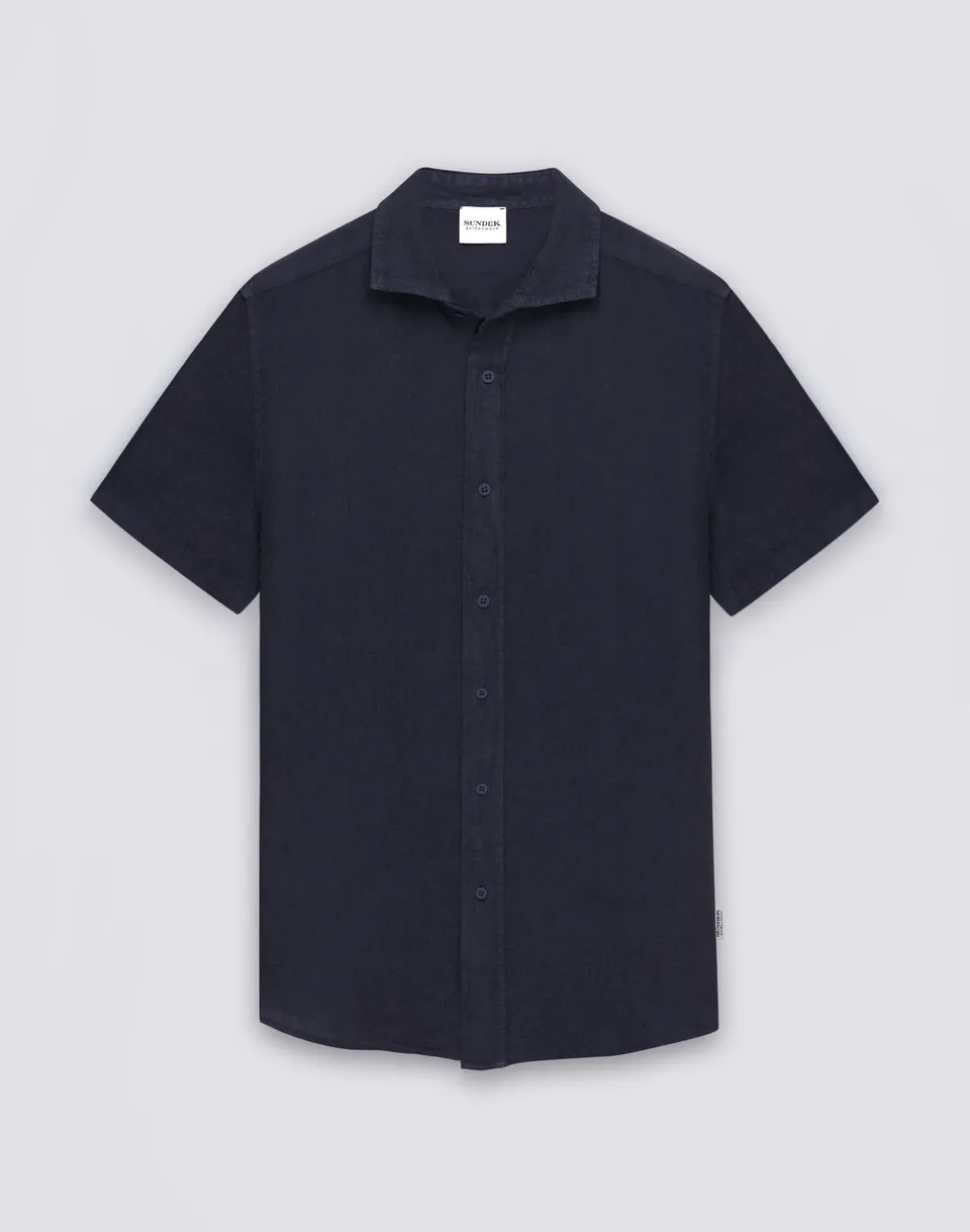 sundek-camicia-uomo-in-lino-a-mezze-maniche-tinto-capo image 1