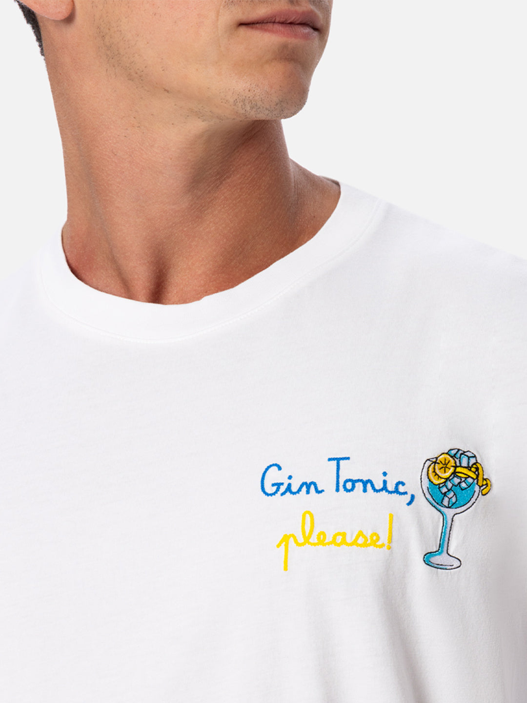 mc2-saint-barth-t-shirt-man-uomo-cotone-organico-gin-tonic-please-bianca image 1