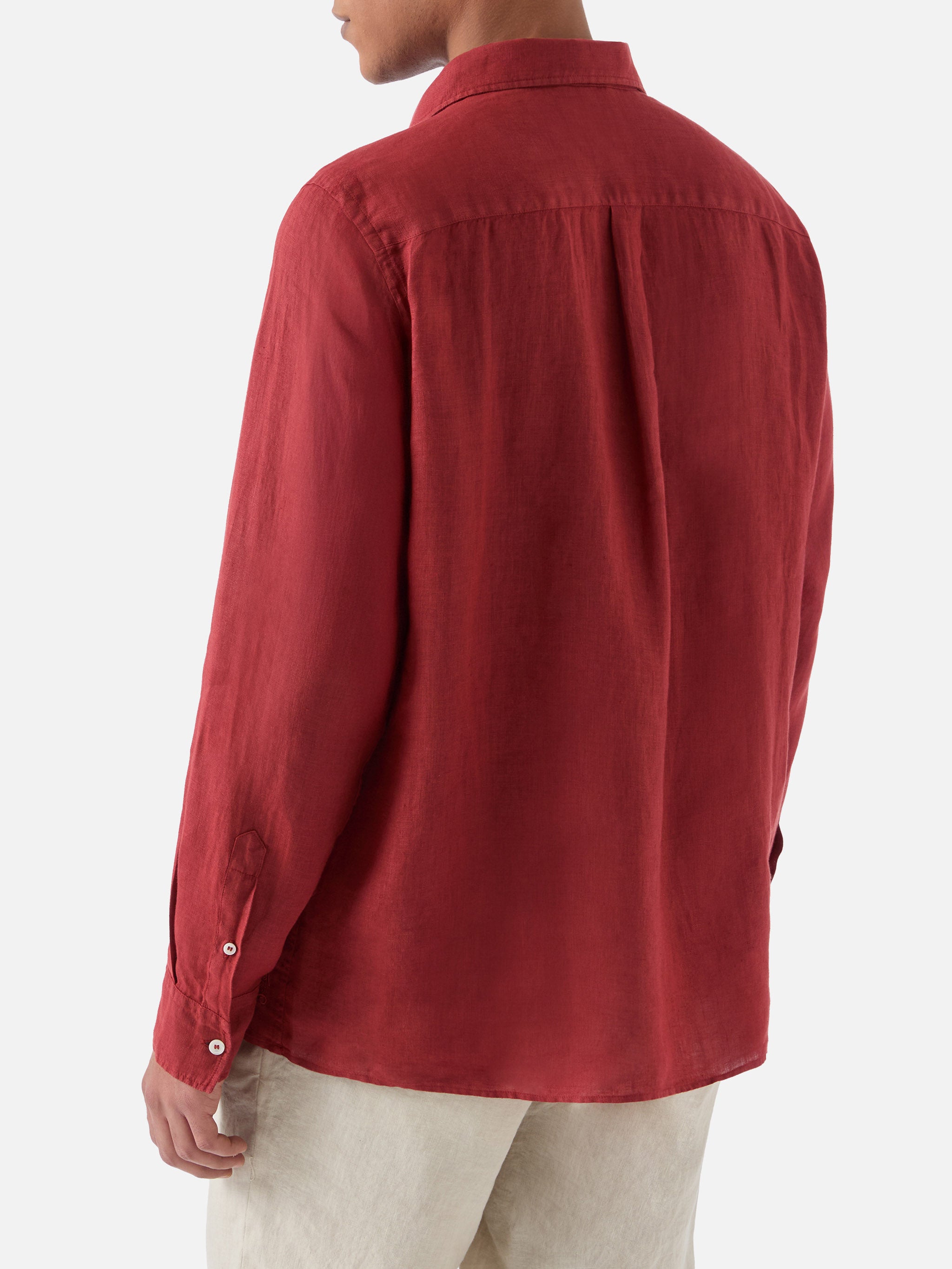 mc2-saint-barth-raphael-polo-uomo-in-lino-rosso-maniche-lunghe image 5