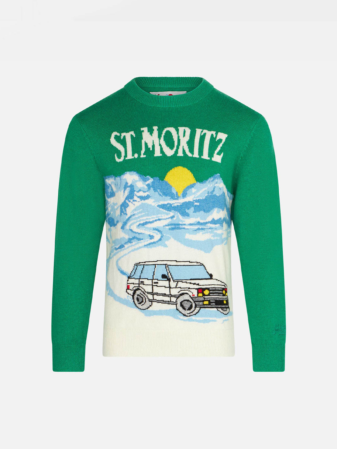 mc2-saint-barth-dou-maglione-bambino-verde-jacquard-st-moritz image 1