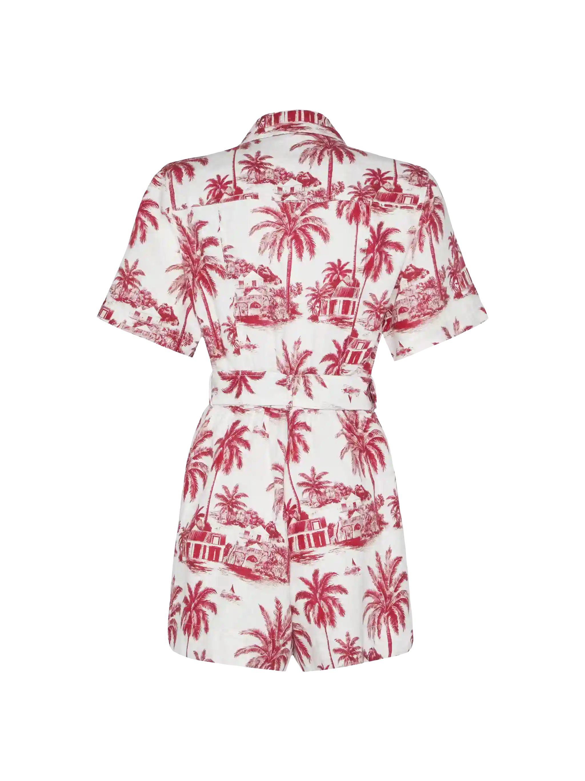 mc2-saint-barth-carola-playsuit-donna-lino-bianco-toile-de-jouy-con-cintura image 6