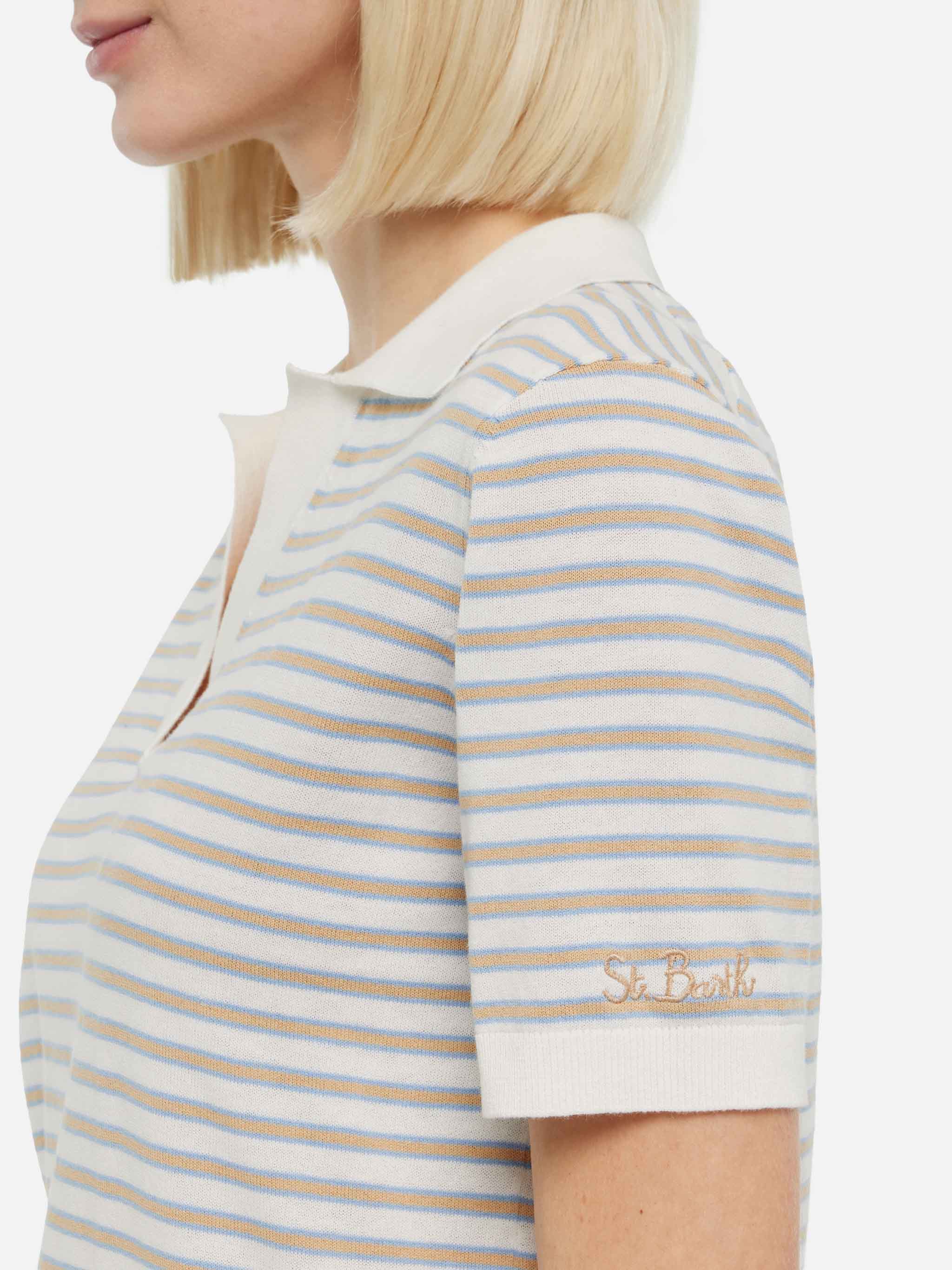 polo-evonne-in-maglia-a-righe-beige-mc2-saint-barth image 2