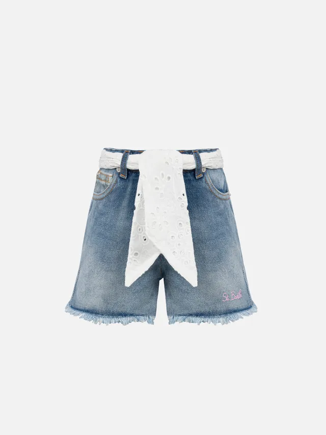 shorts-in-denim-mc2-saint-barth-kiko-jr-con-pizzo-sangallo-e-dettagli-ricamati-b image 1