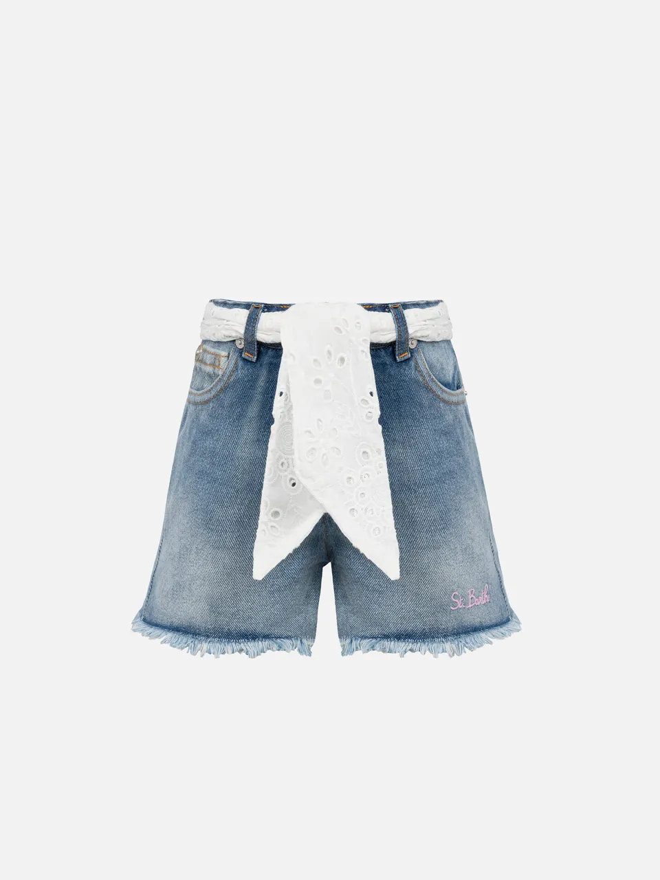 shorts-in-denim-mc2-saint-barth-kiko-jr-con-pizzo-sangallo-e-dettagli-ricamati-b image 1