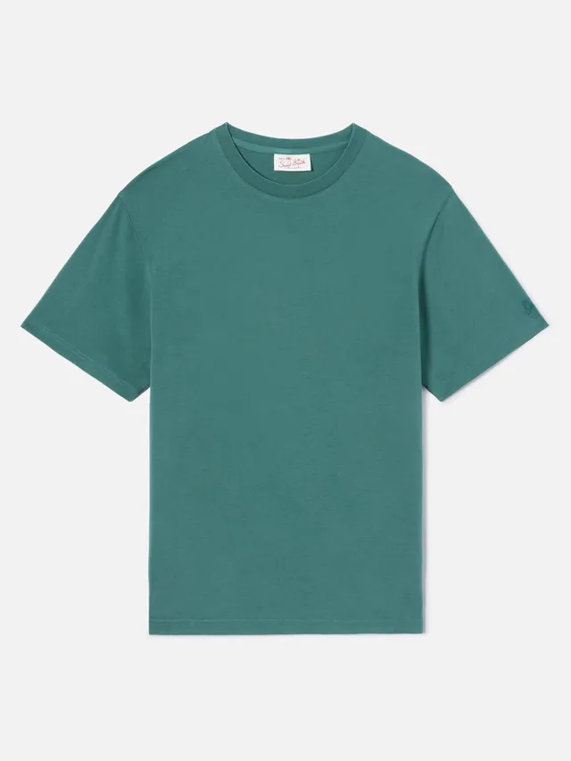mc2-saint-barth-dover-t-shirt-uomo-verde-in-cotone-con-ricamo-logo image 1
