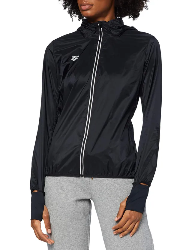 arena-w-windbreaker-jacket-giacca-antivento-donna-nero-rosso-fluo image 1