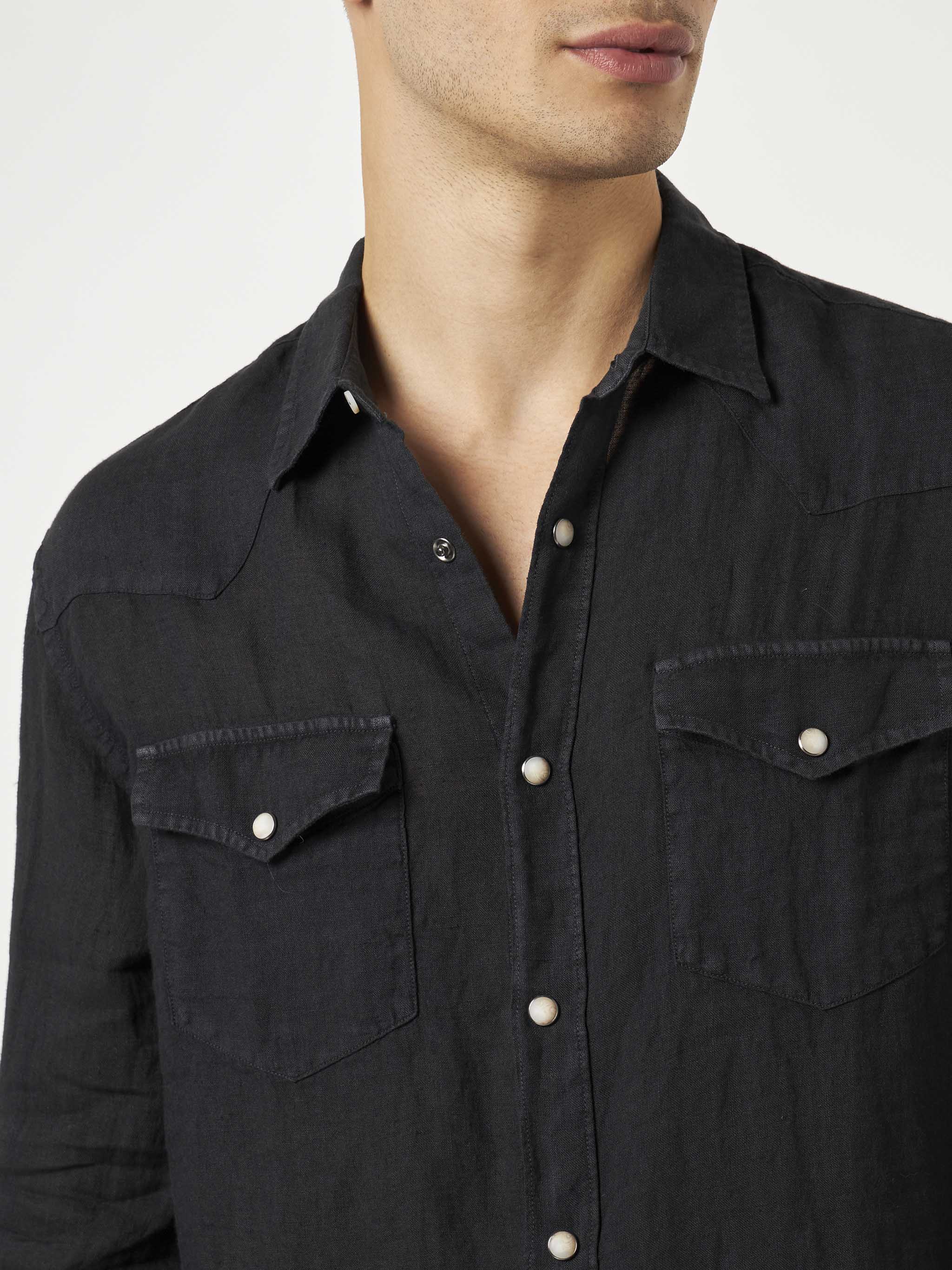 mc2-saint-barth-greg-camicia-uomo-in-lino-nero-stile-texano image 3