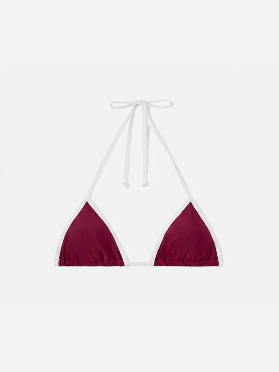 mc2-saint-barth-leah-string-top-bikini-a-triangolo-bordeaux-con-profili-bianchi image 1