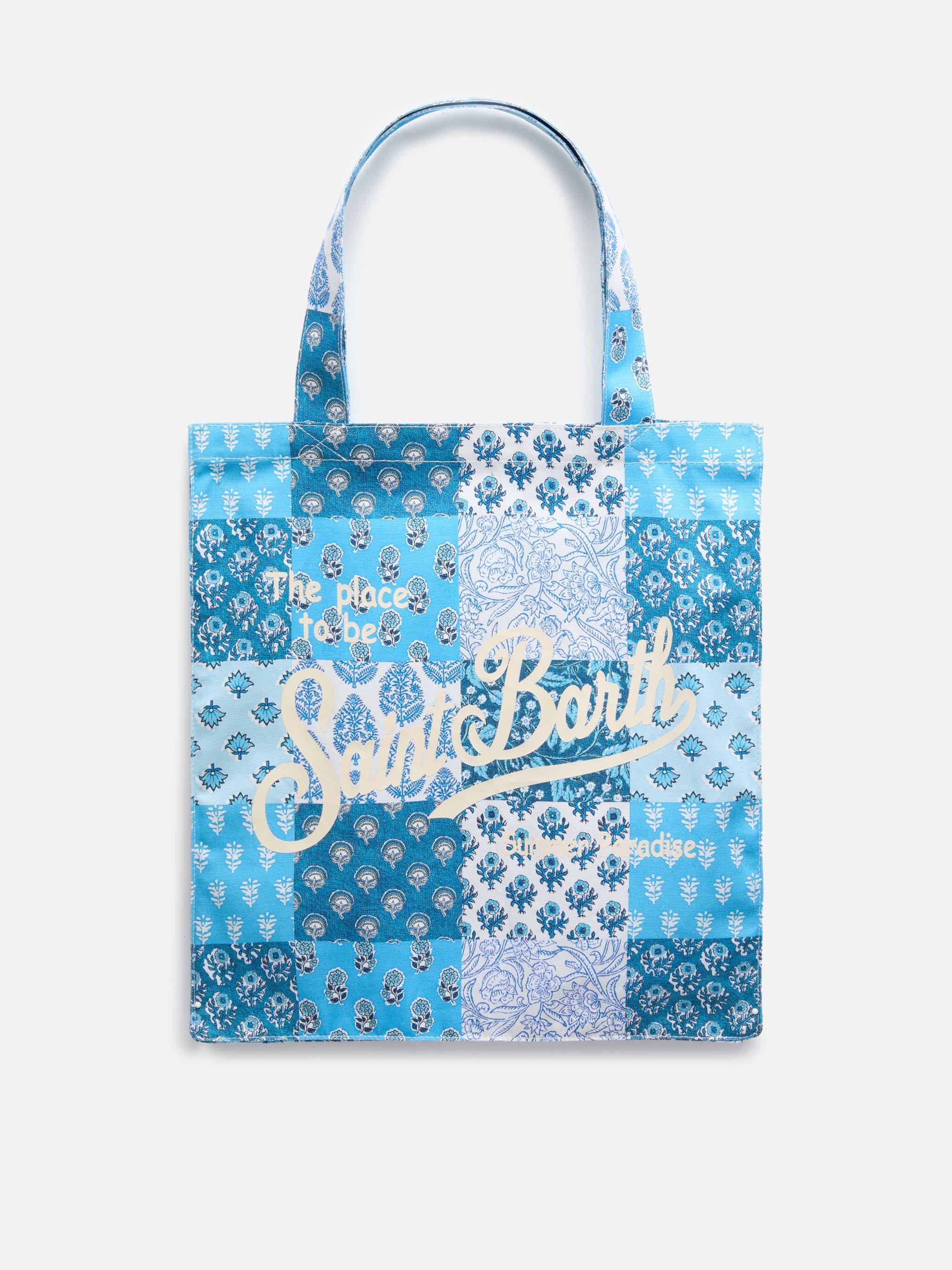 mc2-saint-barth-borsa-essential-in-cotone-floreale-con-logo-saint-barth image 1