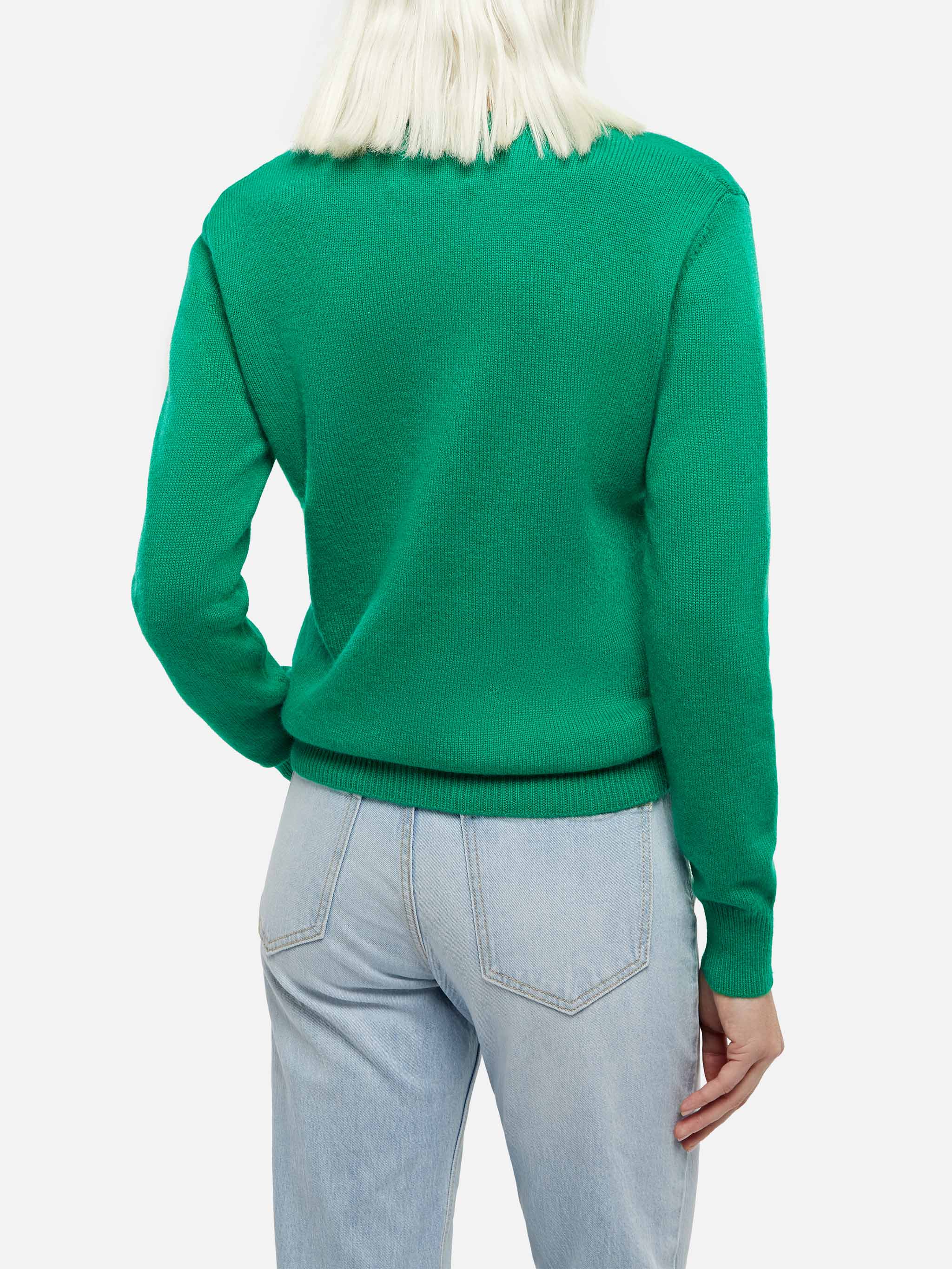 mc2-saint-barth-new-queen-maglia-donna-verde-filato-spazzolato-ricamo-love image 3