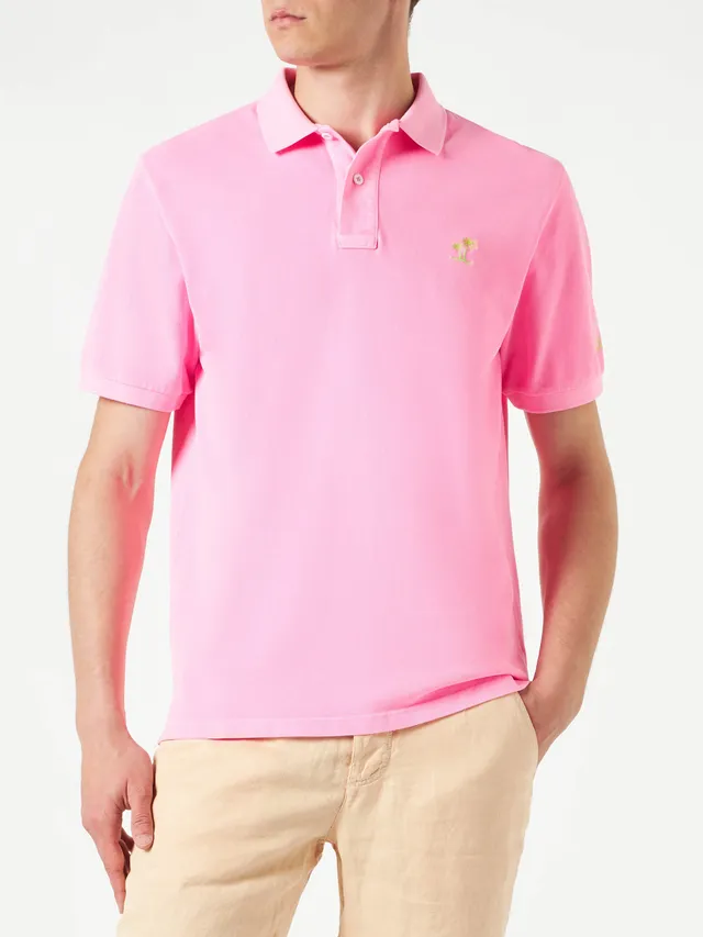mc2-saint-barth-polo-in-piquet-di-cotone-rosa-effetto-vintage image 1