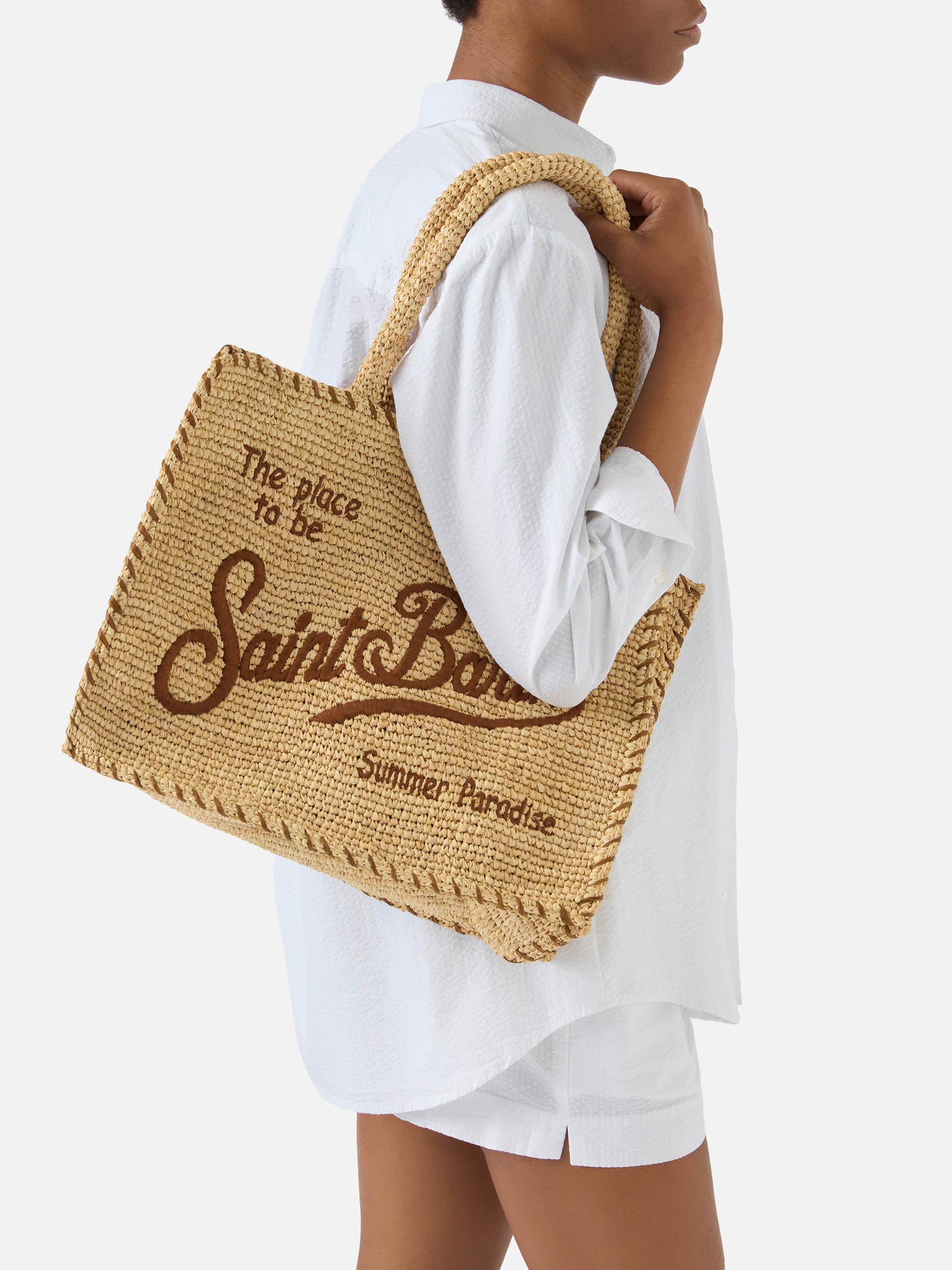 mc2-saint-barth-vanity-borsa-mare-donna-raffia-beige-con-dettagli-marroni image 2