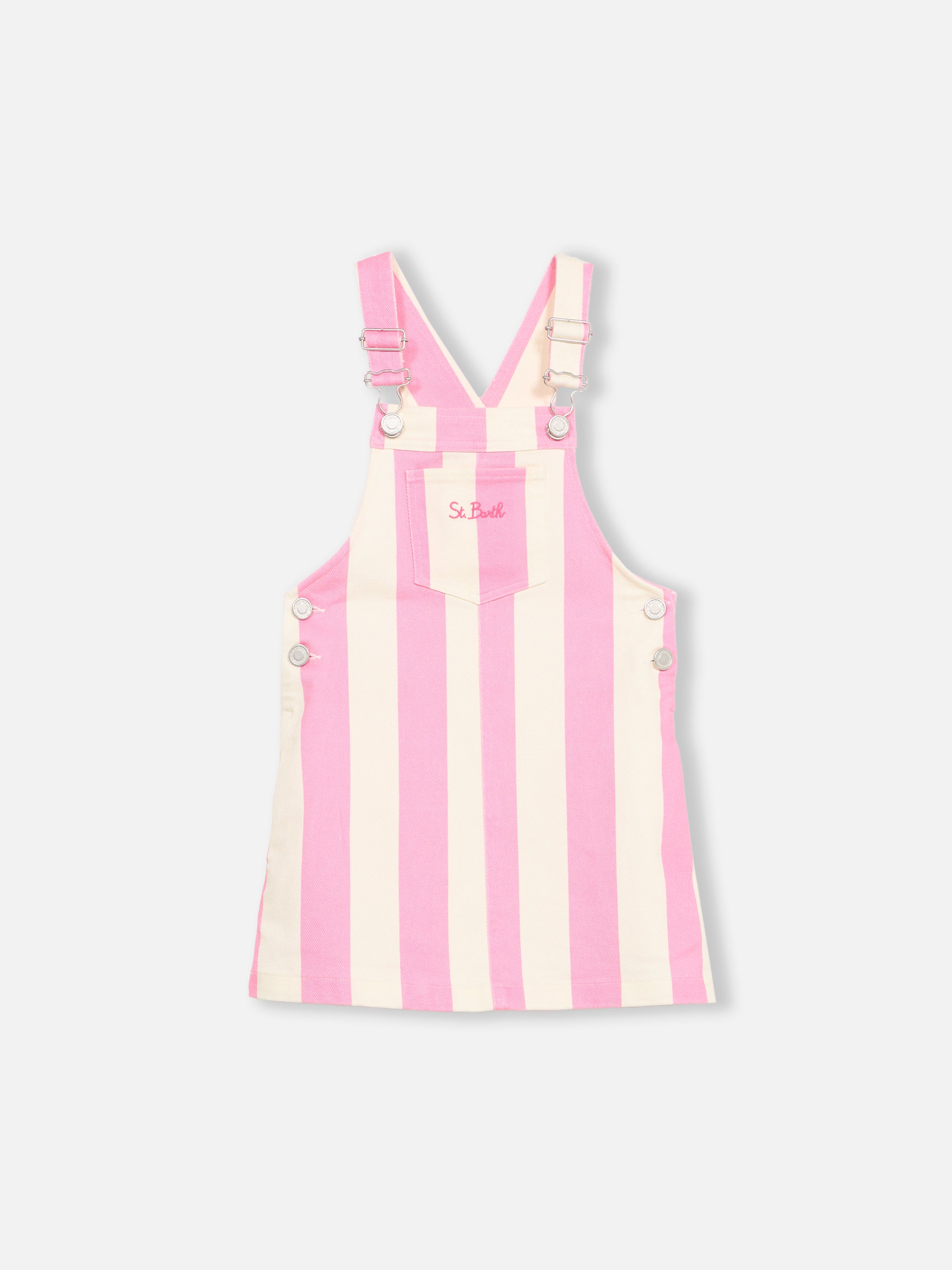 mc2-saint-barth-salopette-corta-in-denim-a-righe-rosa-da-bambina-tecla-jr image 1