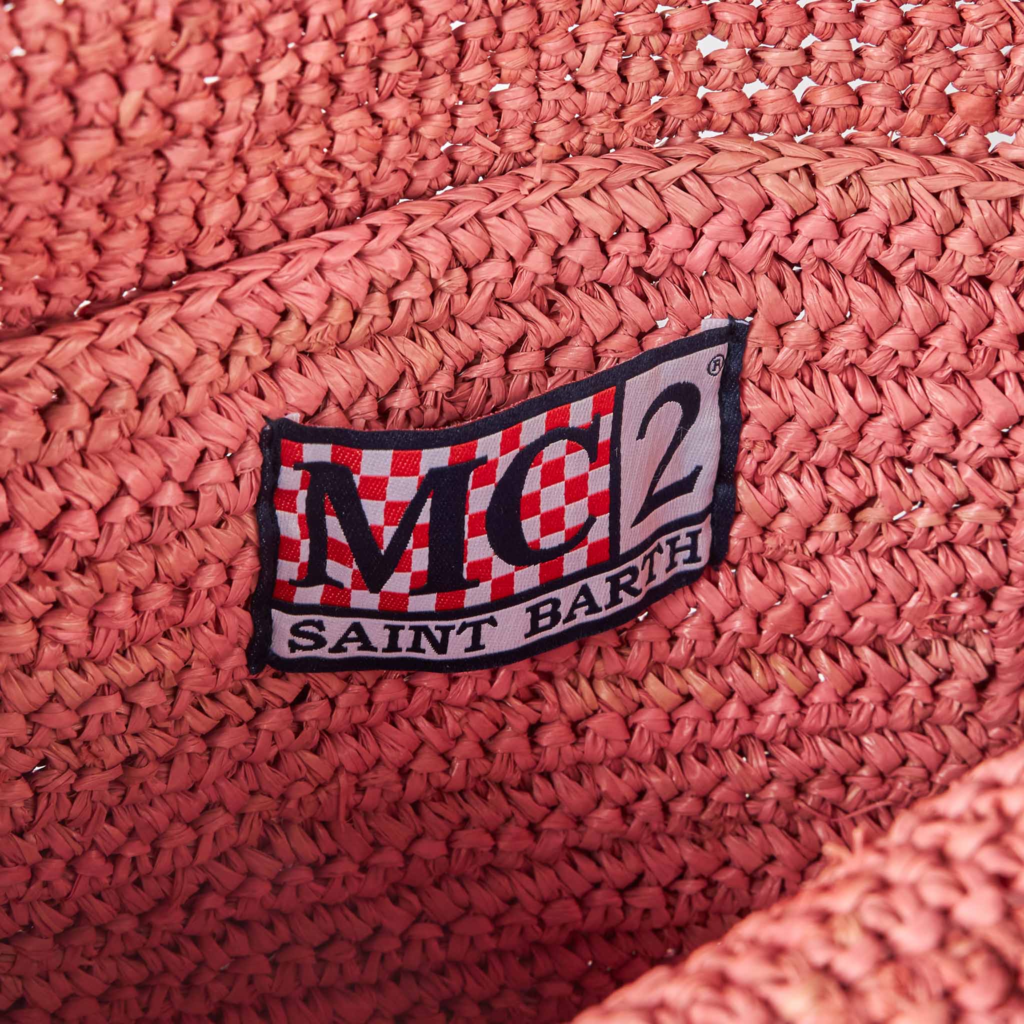 mc2-saint-barth-borsa-a-secchiello-in-rafia-rosa-con-logo-ricamato image 5