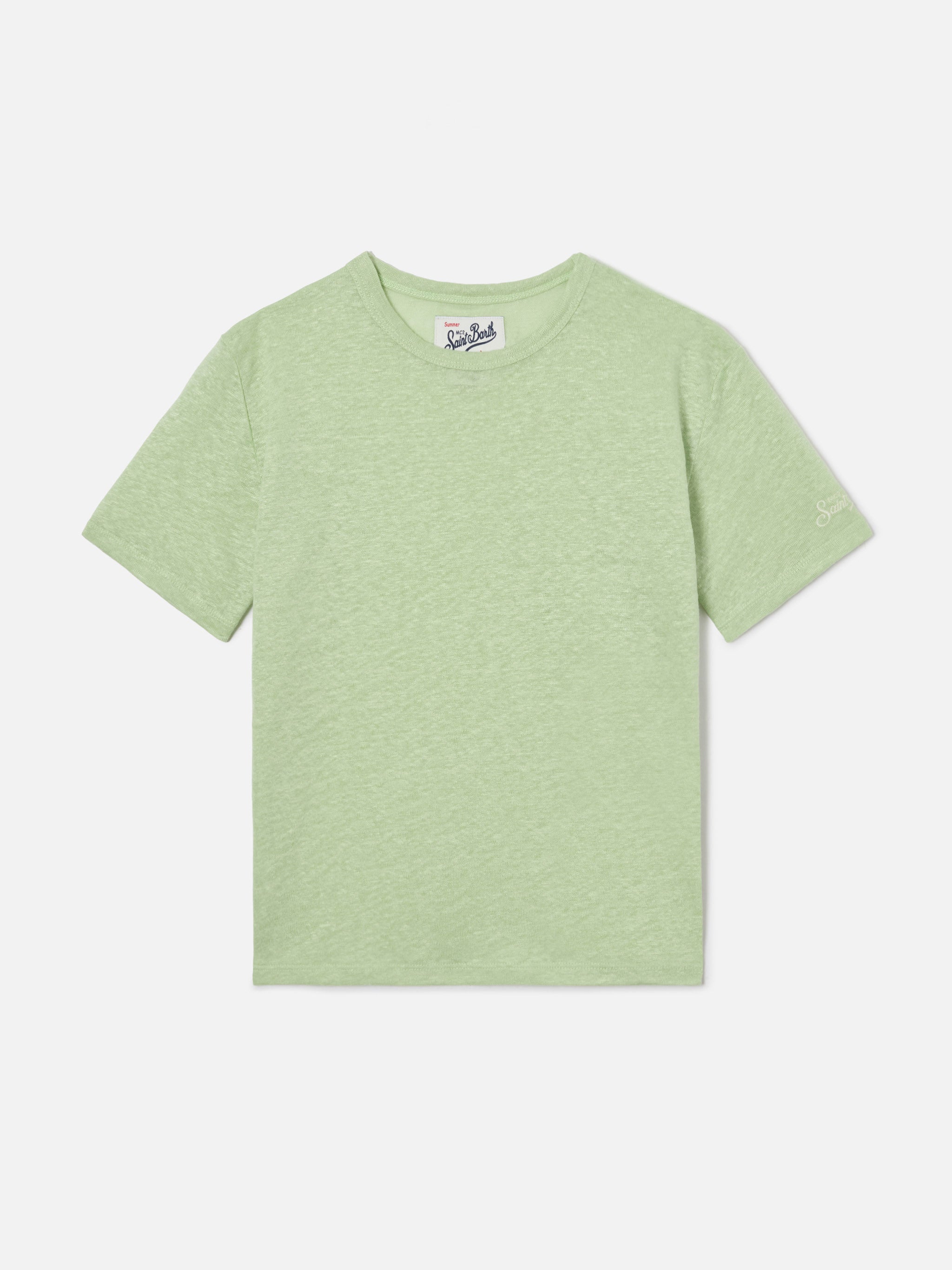 mc2-saint-barth-t-shirt-alex-bambino-in-puro-lino-verde-menta image 1