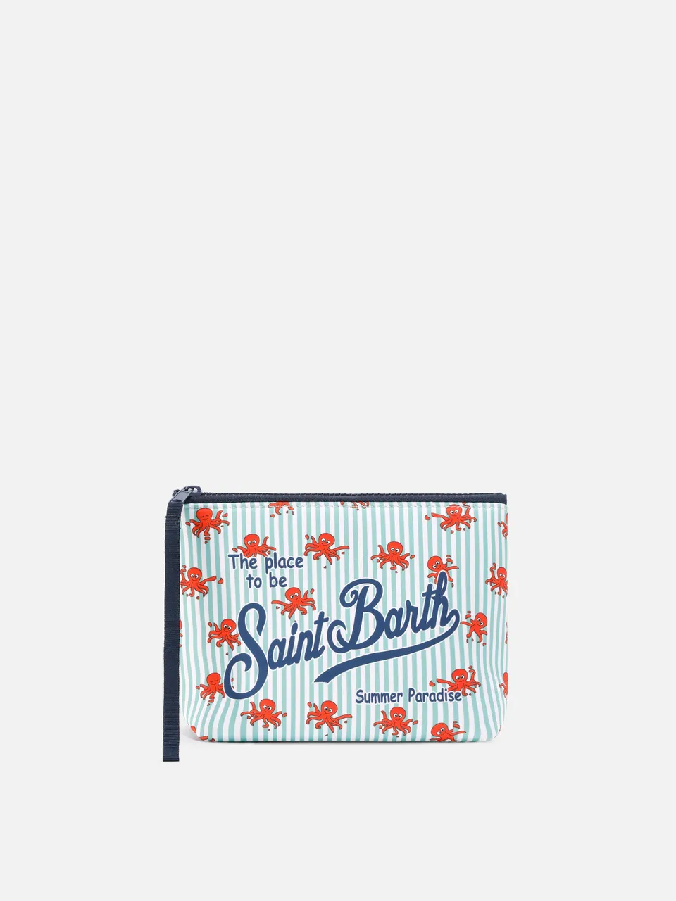 mc2-saint-barth-pochette-aline-in-scuba-a-righe-bianco-verde-con-polipetti image 1