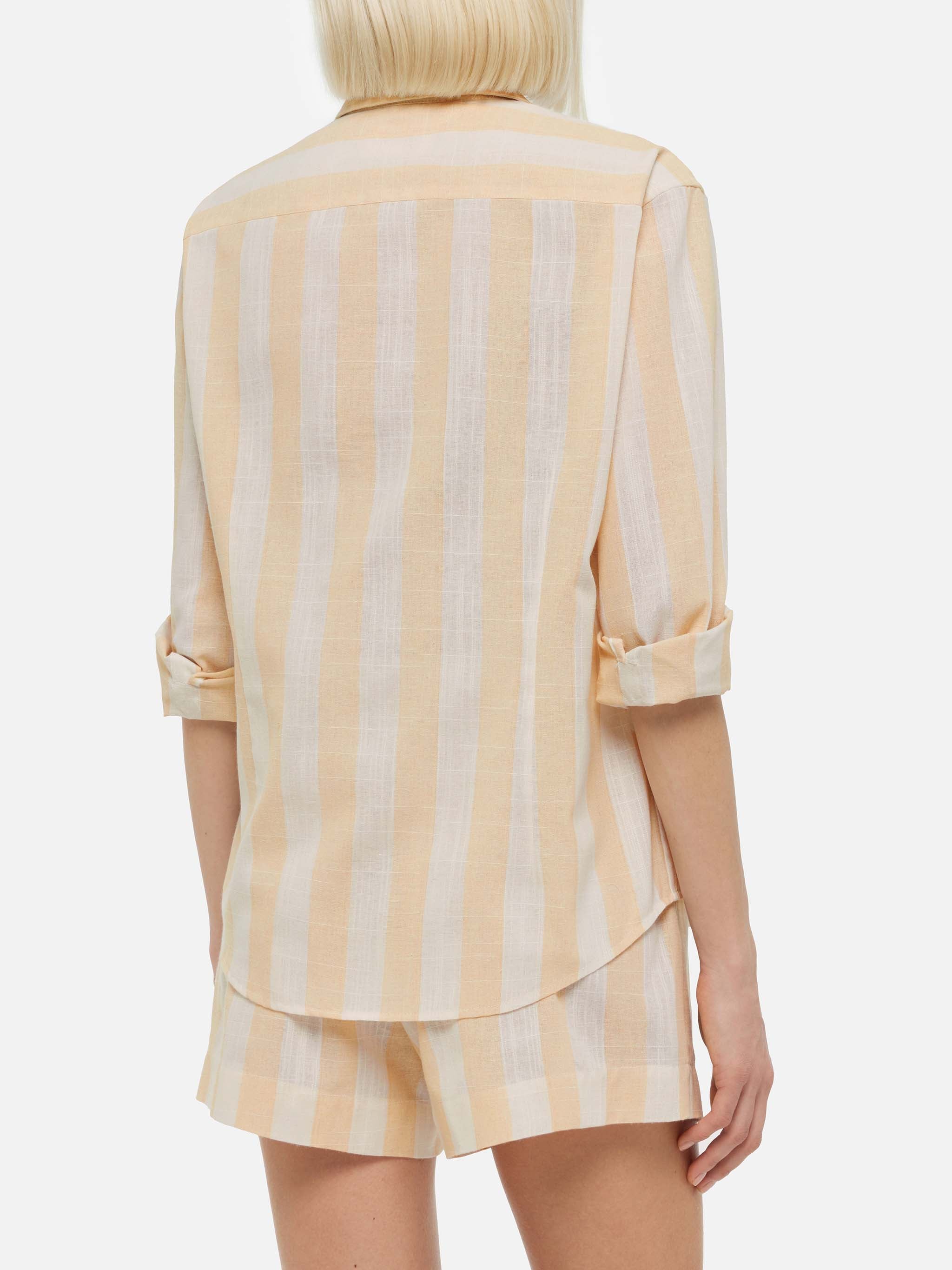 mc2-saint-barth-camicia-donna-meredith-classica-a-righe-beige image 3