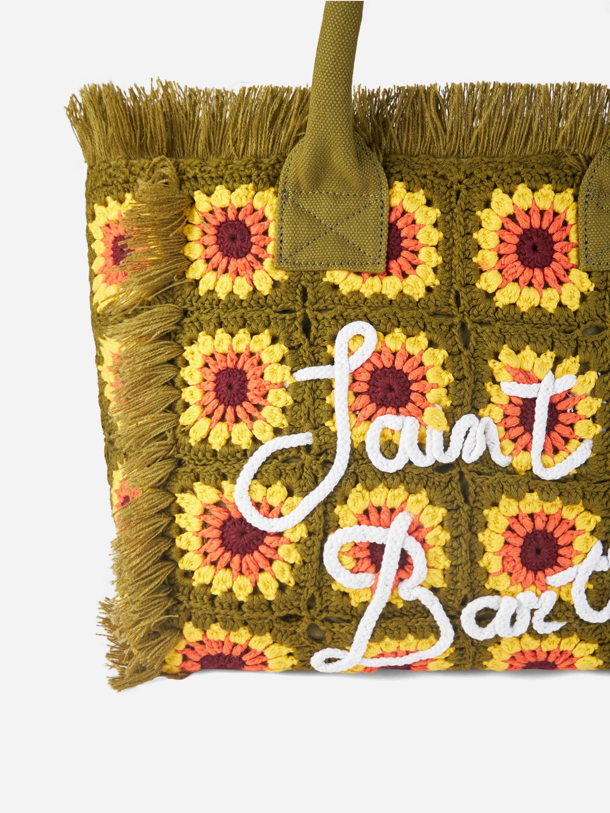 mc2-saint-barth-borsa-a-spalla-uncinetto-verde-con-fiore-girasole-40x32x20-cm image 2