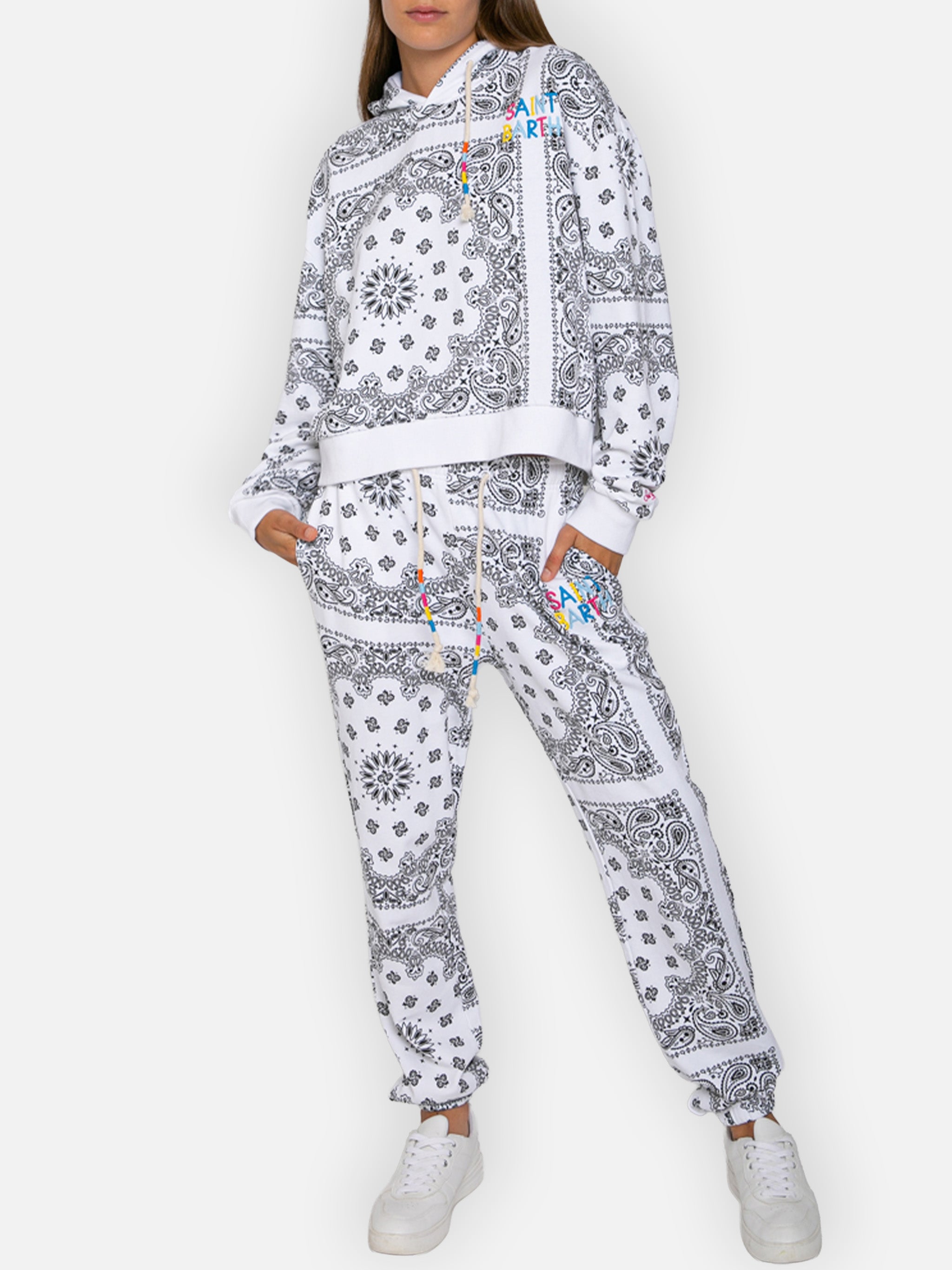 mc2-saint-barth-joggers-donna-in-cotone-con-stampa-bandana-bianca image 2