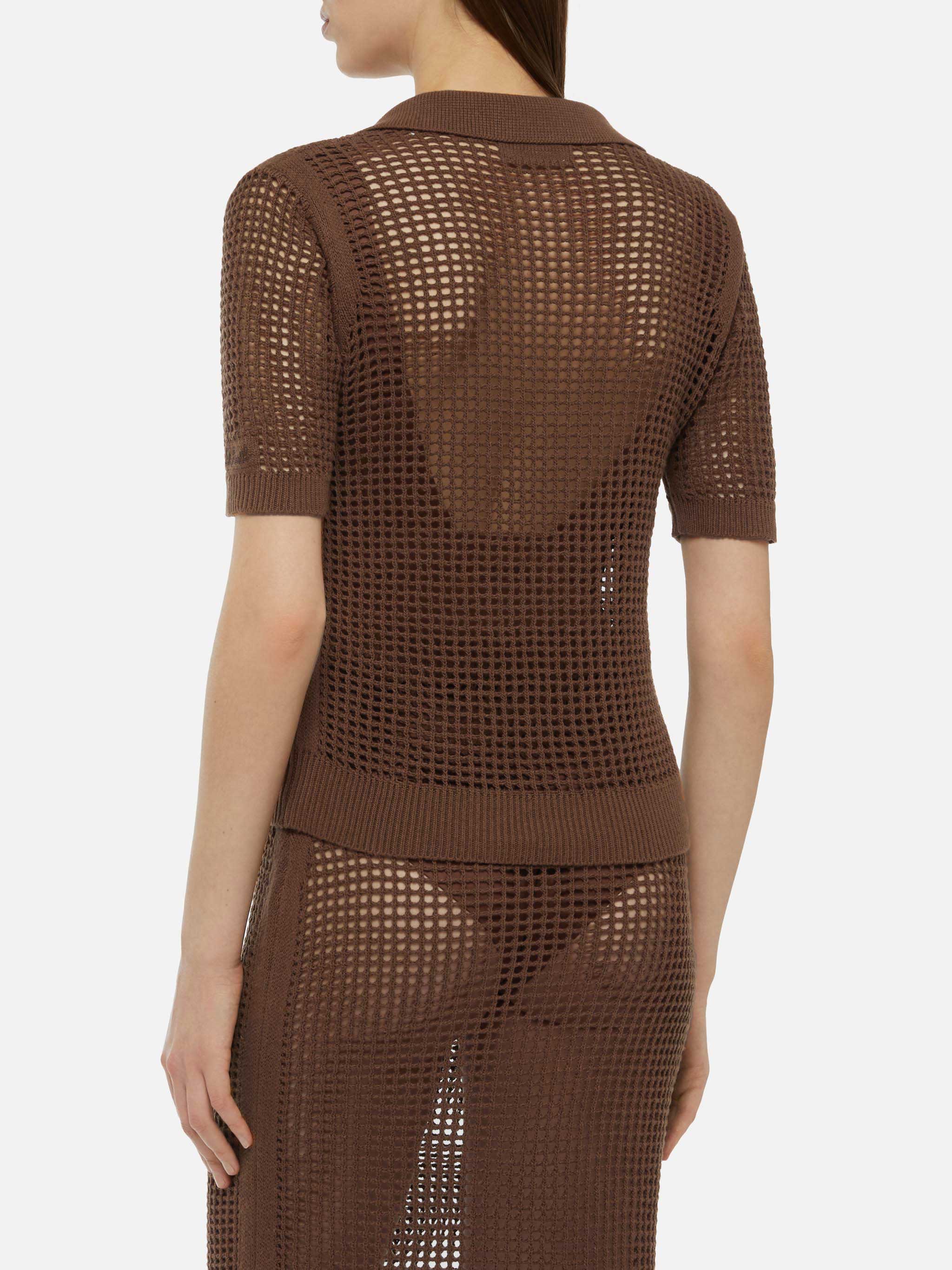 mc2-saint-barth-flora-polo-donna-rete-crochet-marrone image 4