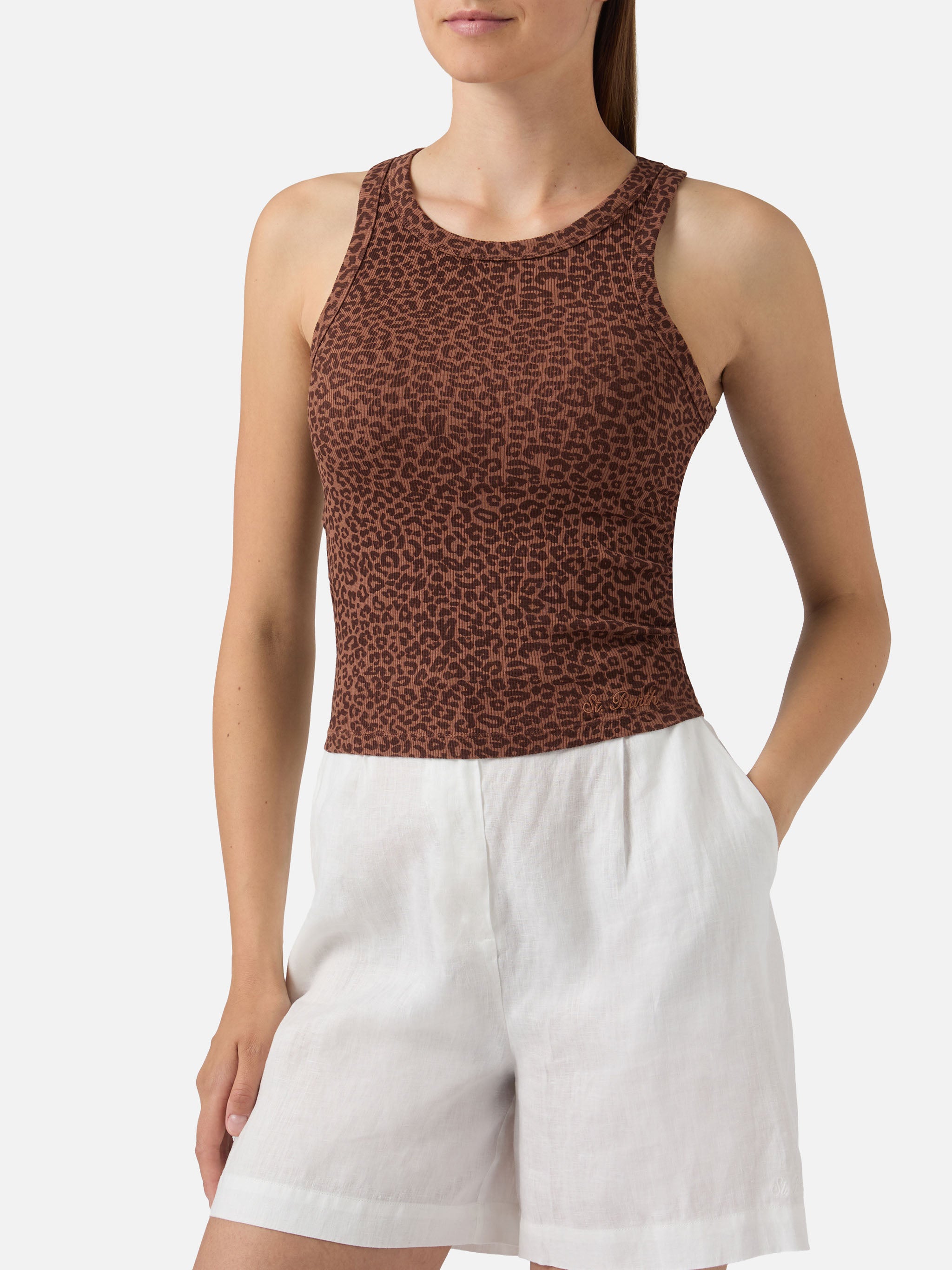 mc2-saint-barth-ada-canottiera-donna-leopardata-a-costine-slim image 2