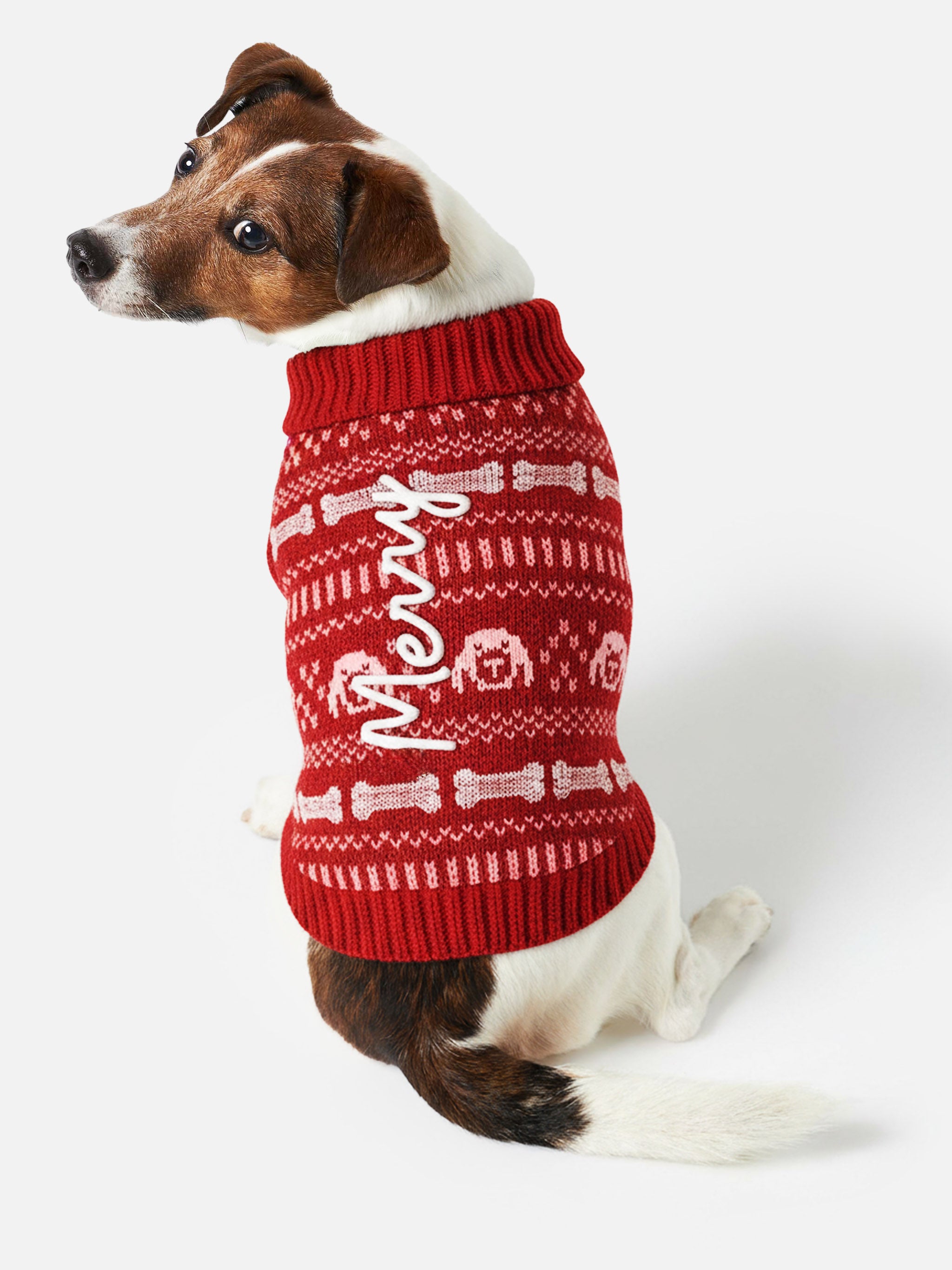mc2-saint-barth-maglione-per-cani-merry-fair-isle-rosso-dolcevita image 1