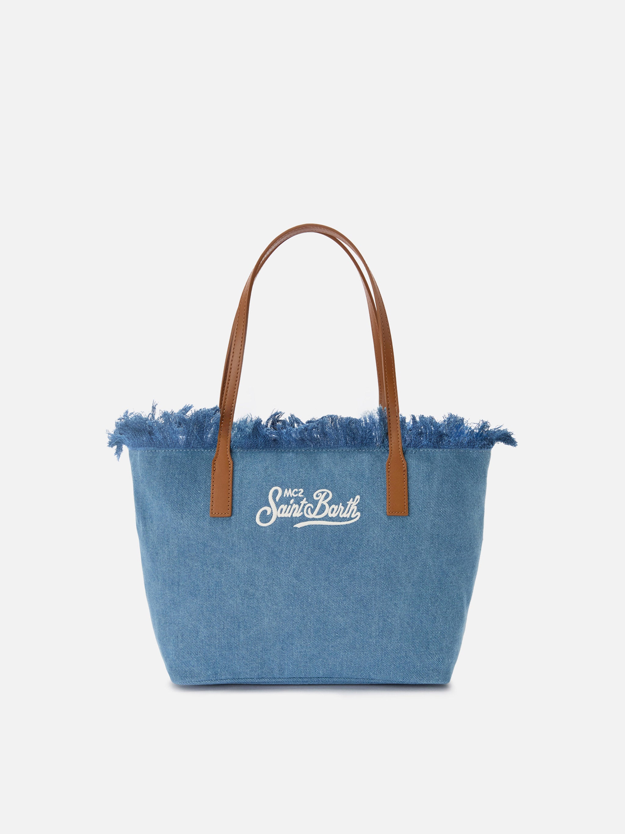 mc2-saint-barth-city-borsa-shopper-medium-denim-con-frange-blu image 1