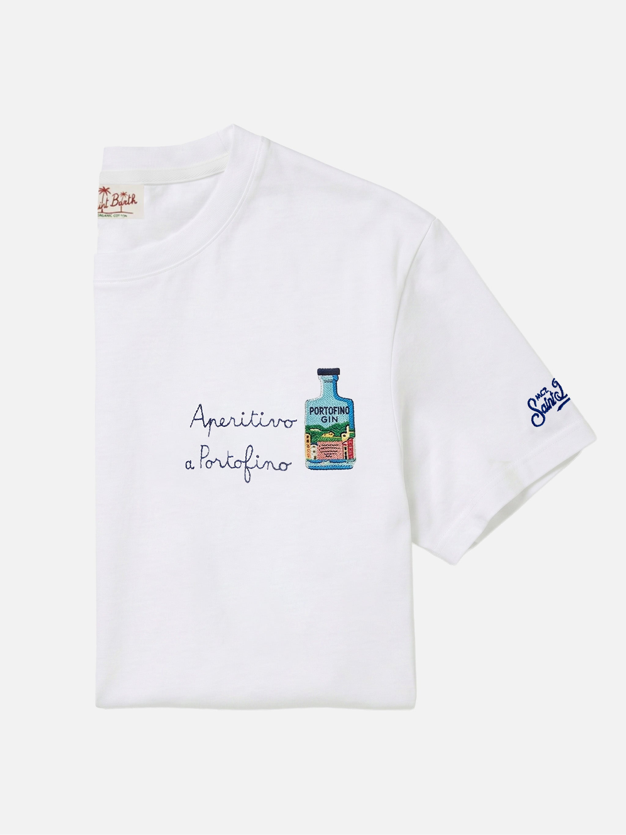mc2-saint-barth-t-shirt-portofino-uomo-bianca-ricamo-aperitivo-a-portofino-speci image 1
