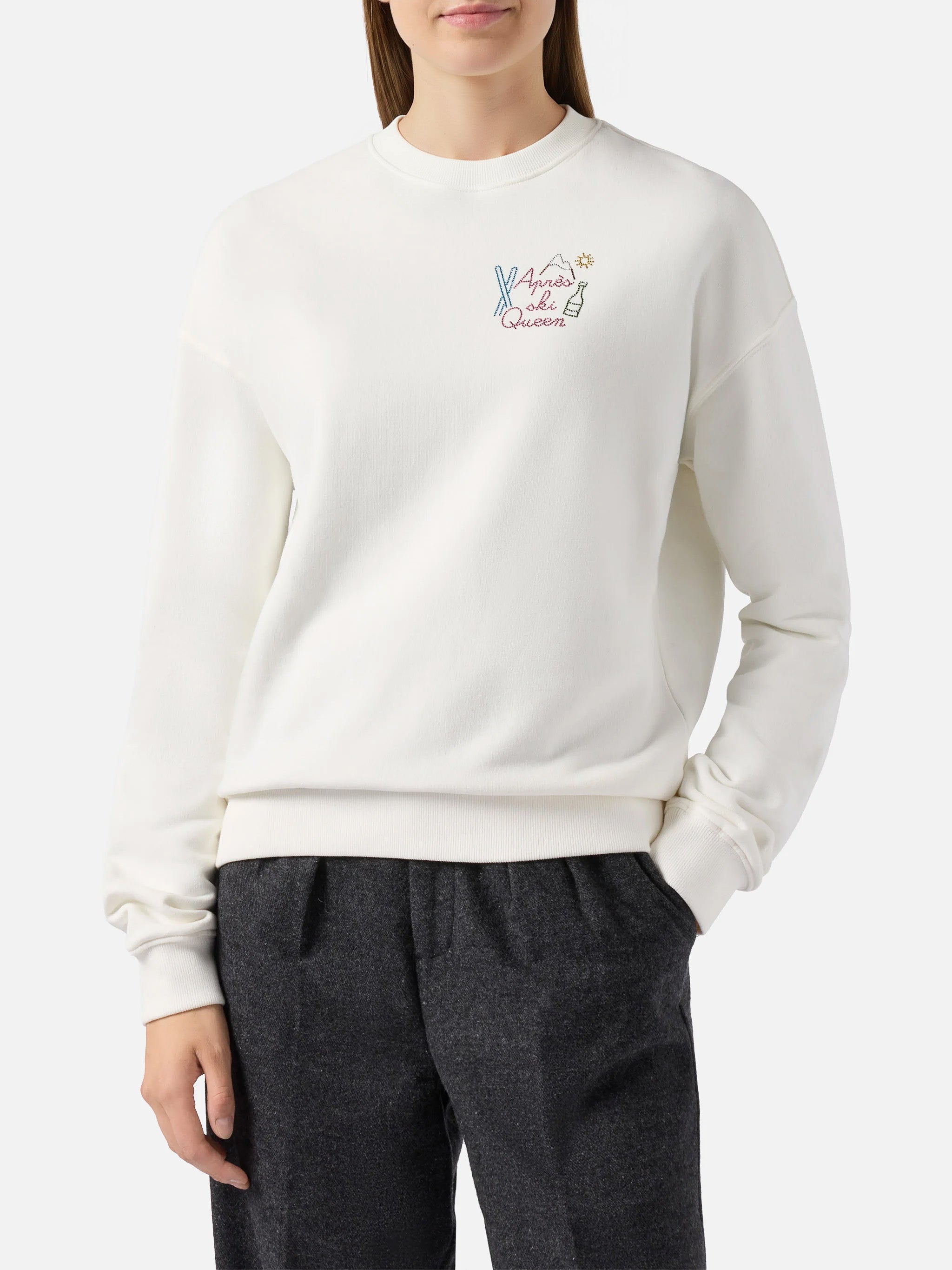 mc2-saint-barth-stardust-stdw001-felpa-in-cotone-bianca-con-strass-apr-s-ski-que image 2