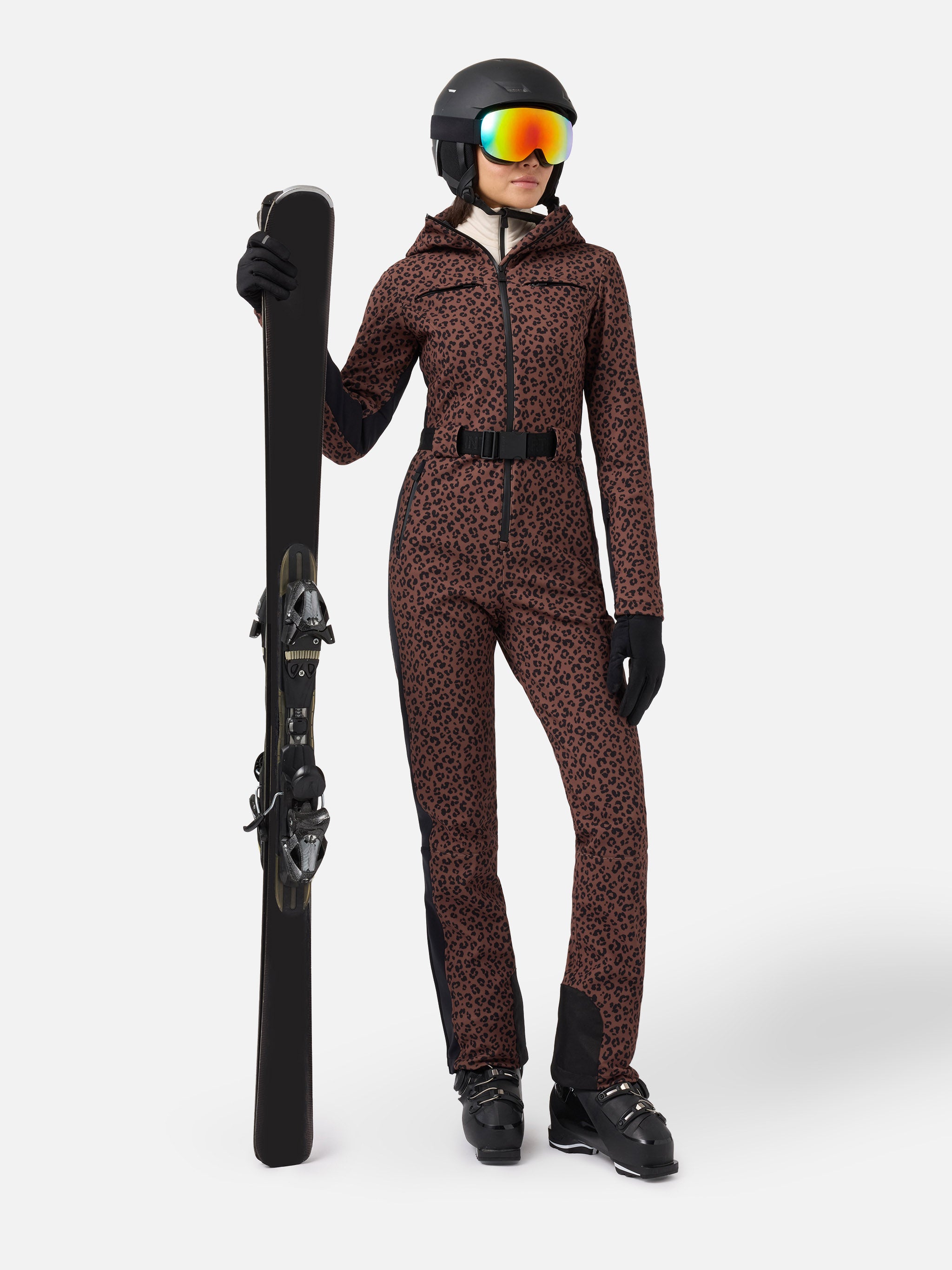 mc2-saint-barth-garmisch-tuta-da-sci-donna-animalier-marrone-con-recco image 1