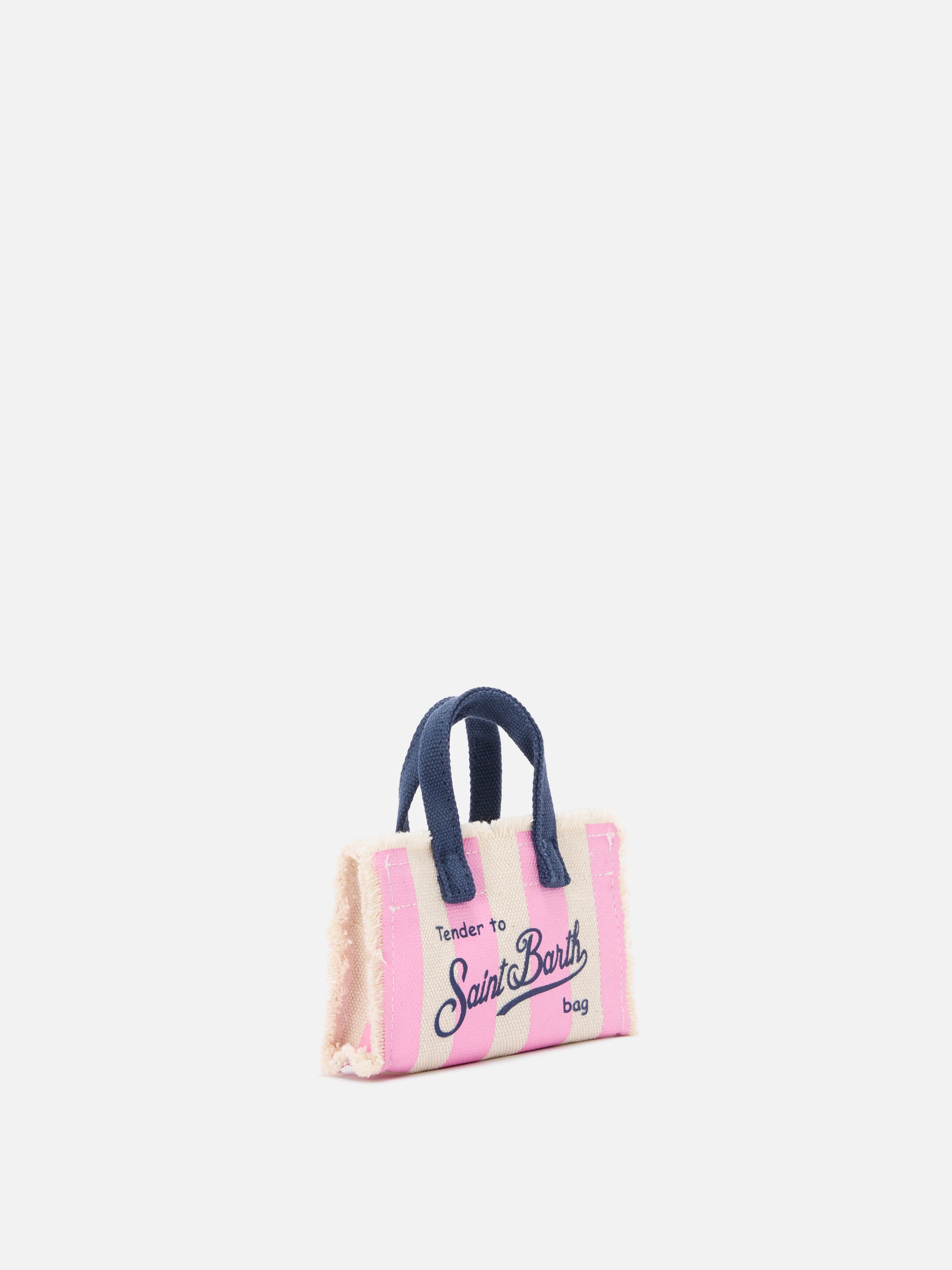 mc2-saint-barth-keychain-a-forma-di-mini-borsa-in-tessuto-a-righe-con-logo-ricam image 3