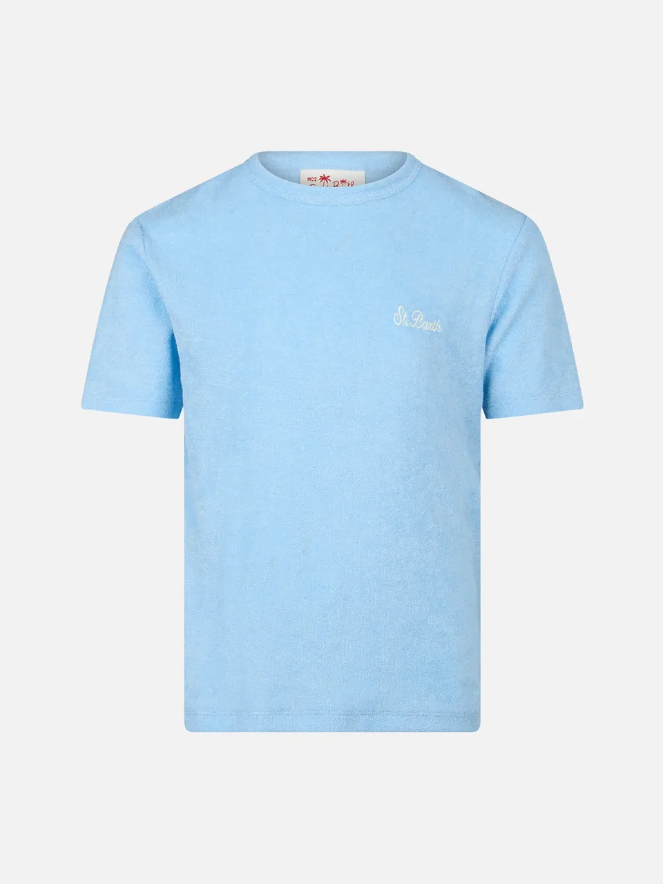 mc2-saint-barth-t-shirt-bambino-gary-in-spugna-azzurra-con-ricamo-st-barth image 1