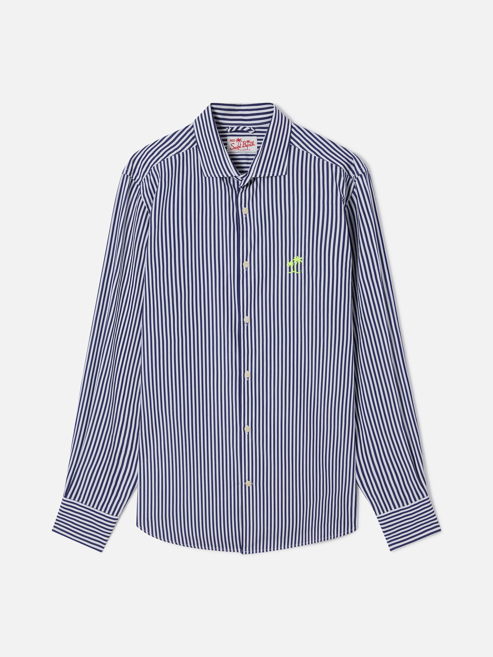 mc2-saint-barth-camicia-pamplona-uomo-in-cotone-a-righe-blu-navy-e-bianco image 4