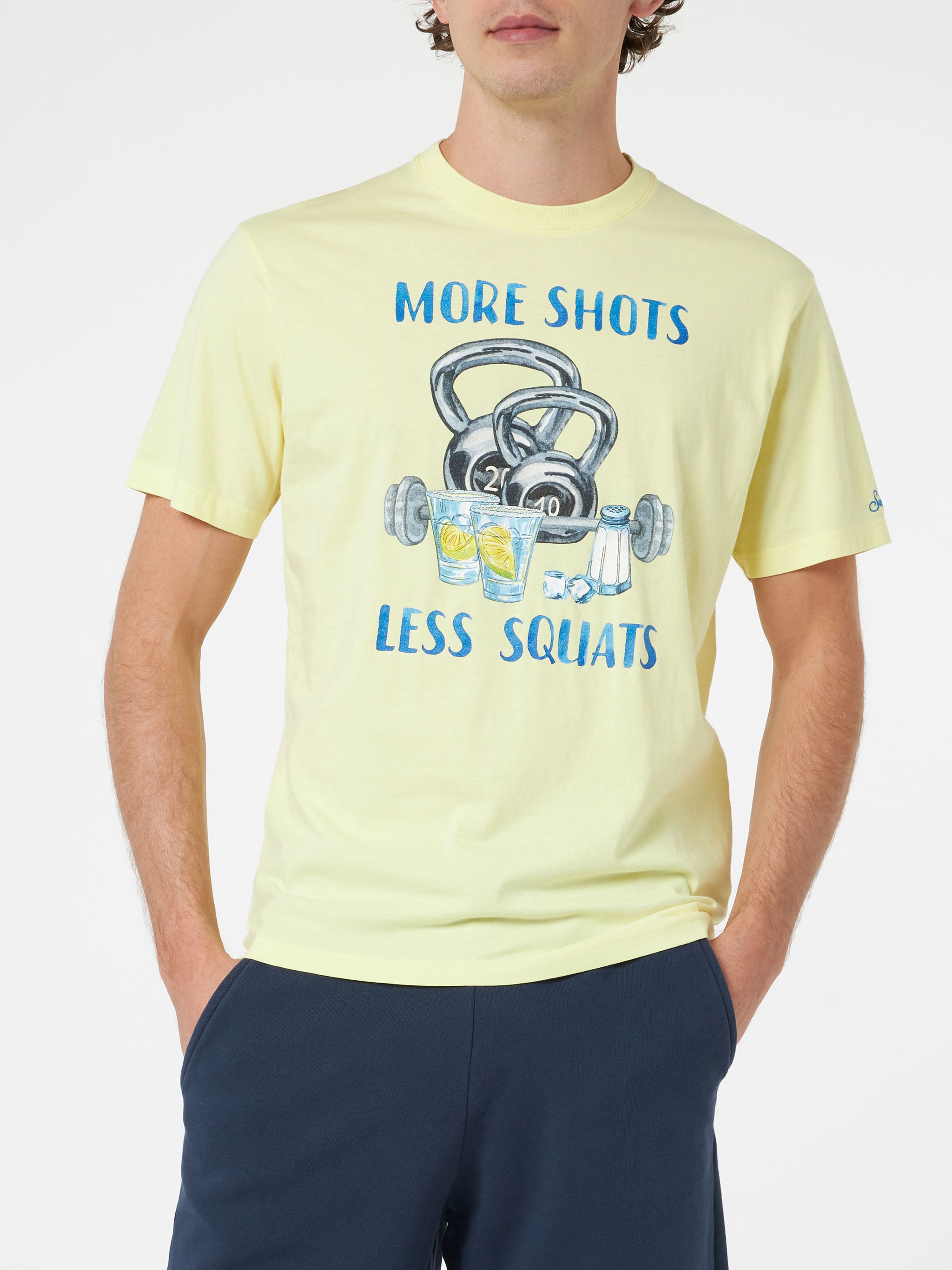 mc2-saint-barth-t-shirt-uomo-more-shots-less-squats-in-cotone-giallo image 2