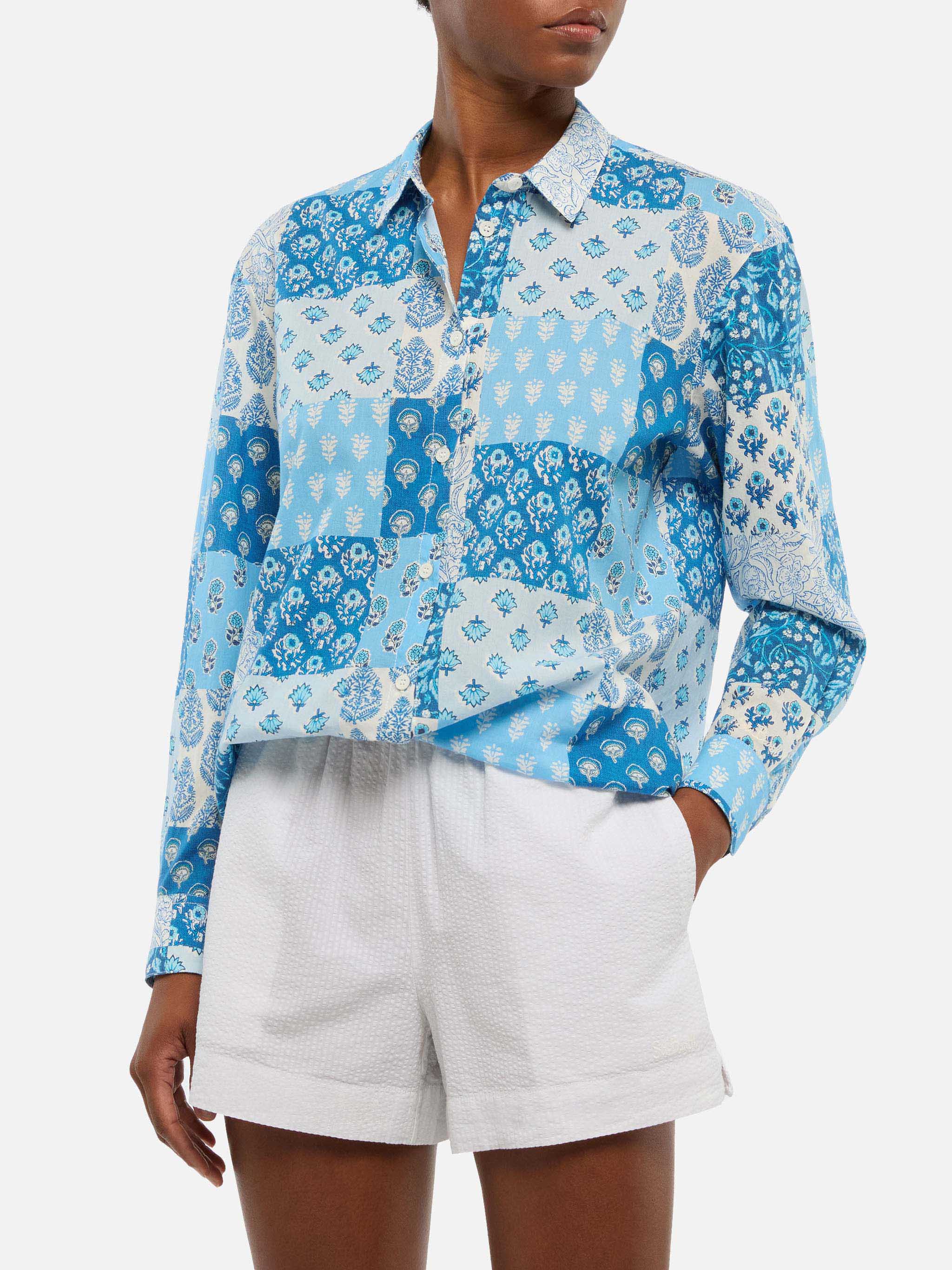 mc2-saint-barth-brigitte-camicia-in-cotone-con-stampa-floreale-blu-donna image 1
