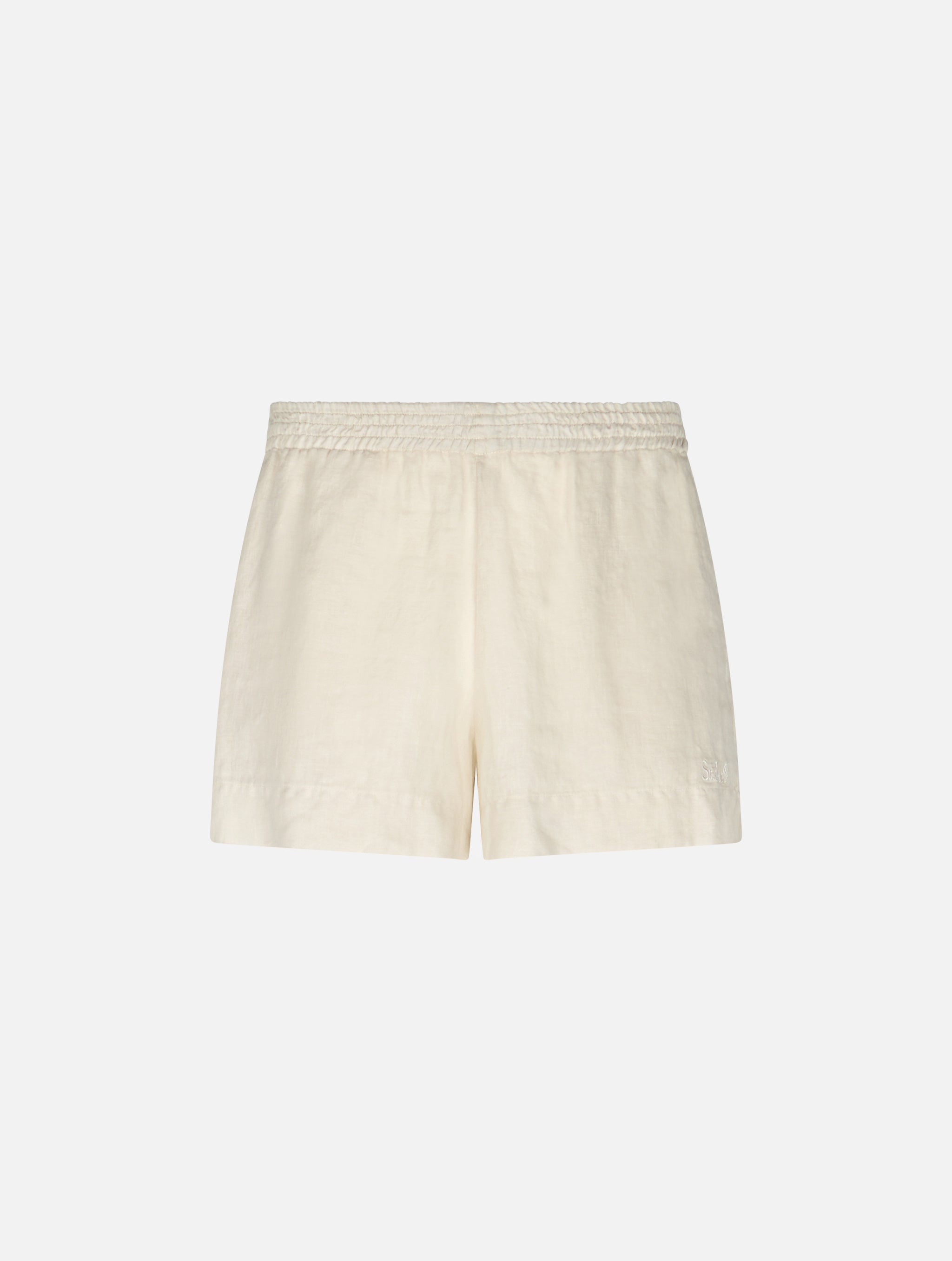 mc2-saint-barth-meave-short-lino-panna-donna-vita-elasticizzata image 7