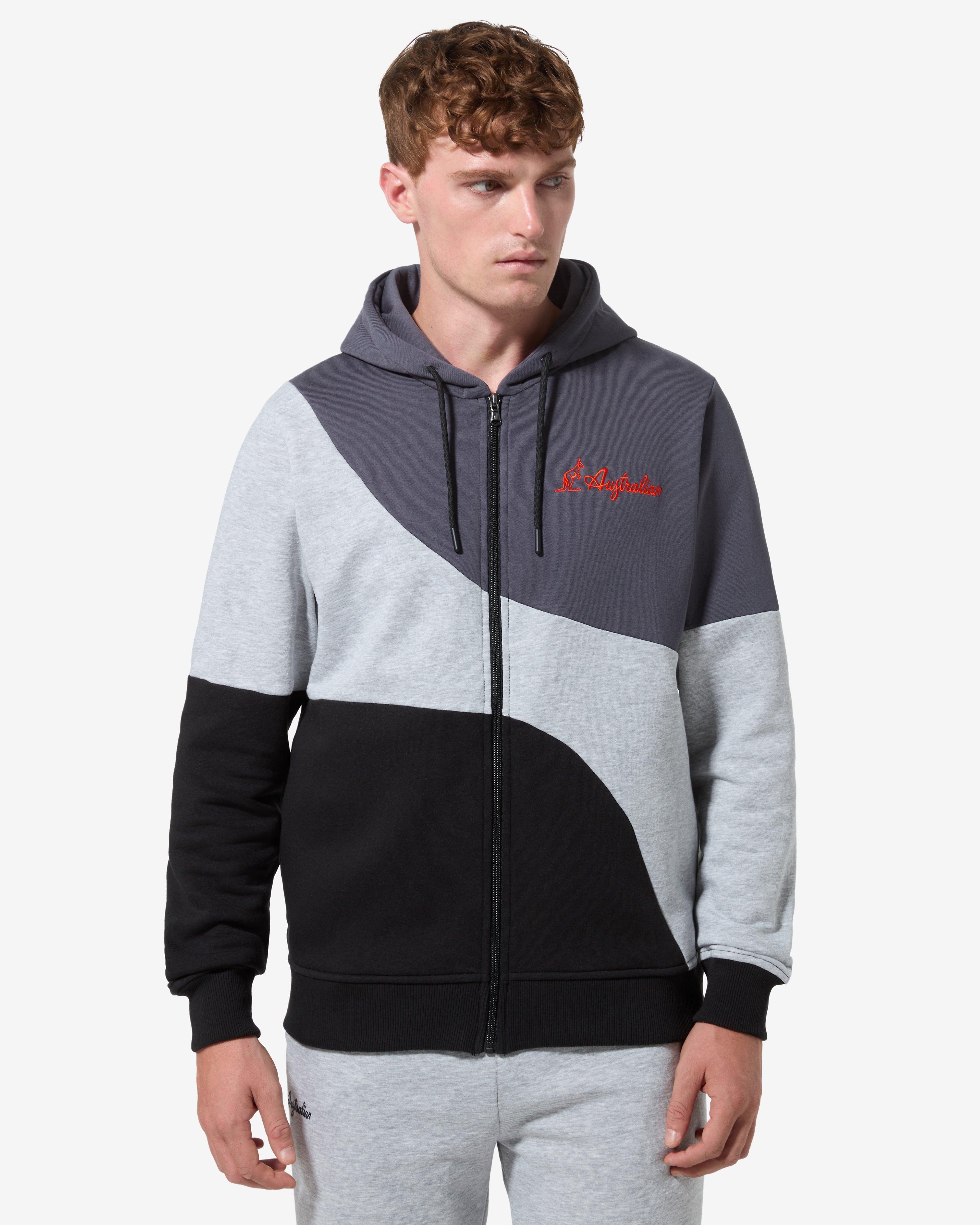 australian-anti-gravity-track-jacket-felpa-grigio-melange-full-zip-con-cappuccio image 1